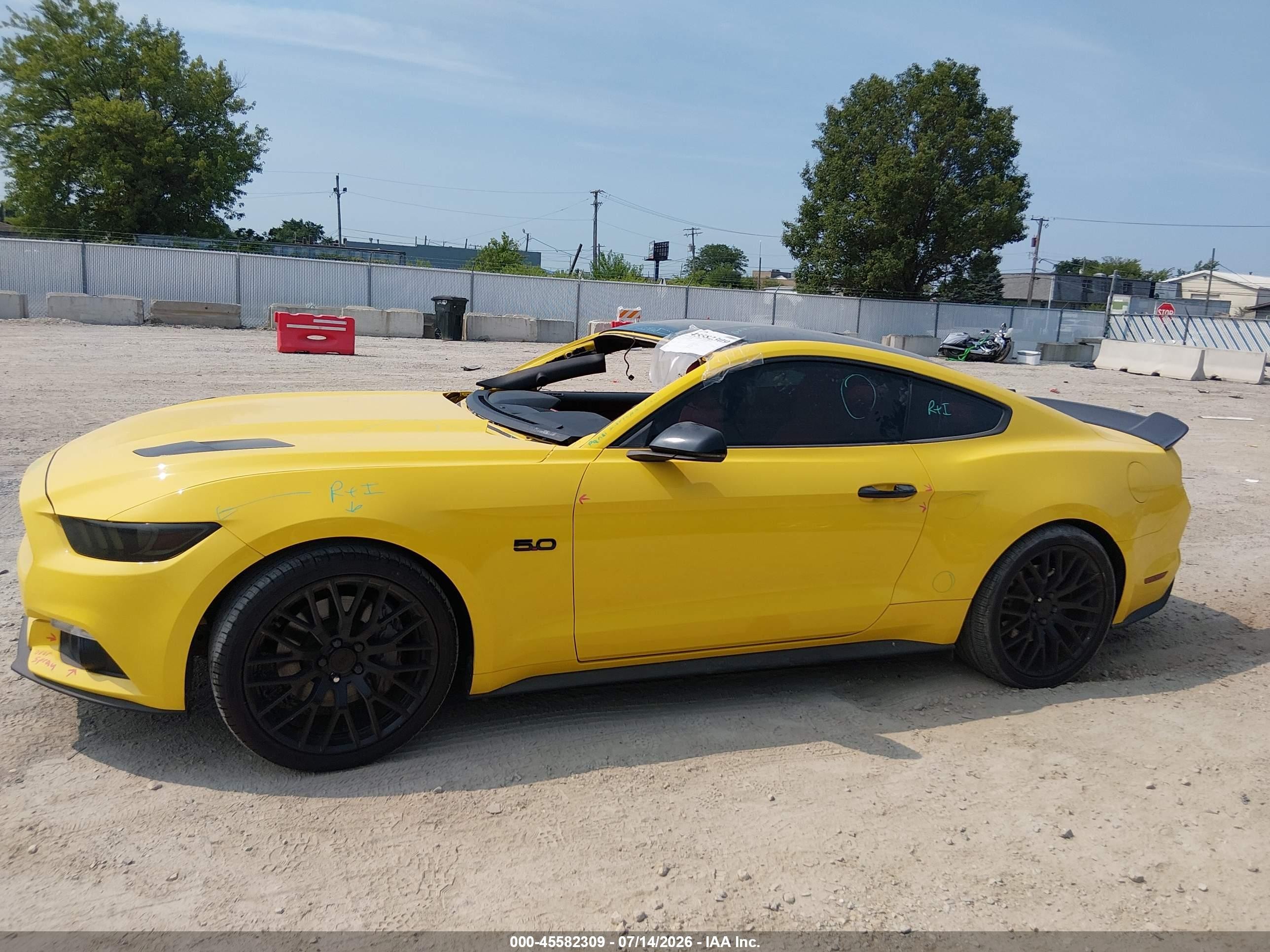 2015 Ford Mustang Gt Premium Yellow vin: 1FA6P8CF5F5310246
