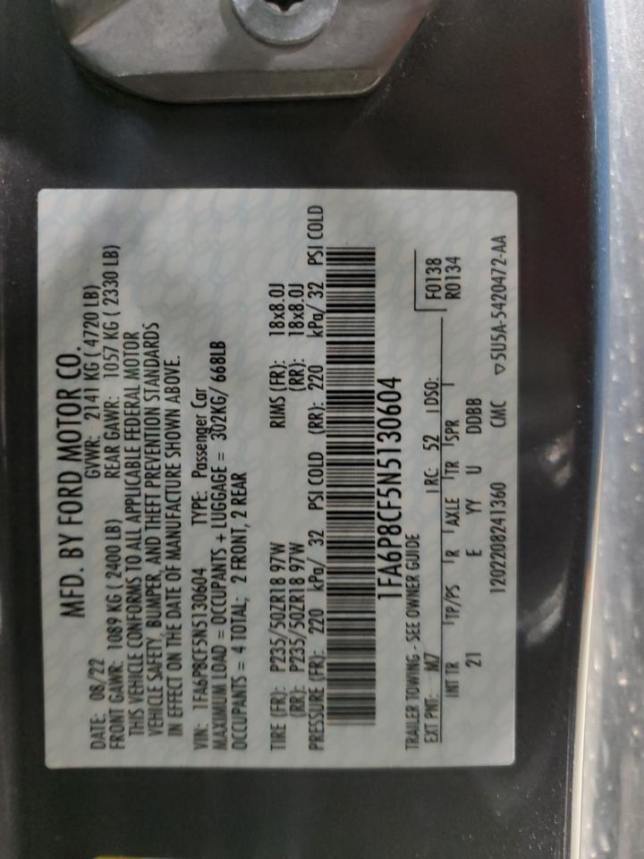 2022 Ford Mustang Gt Gray vin: 1FA6P8CF5N5130604