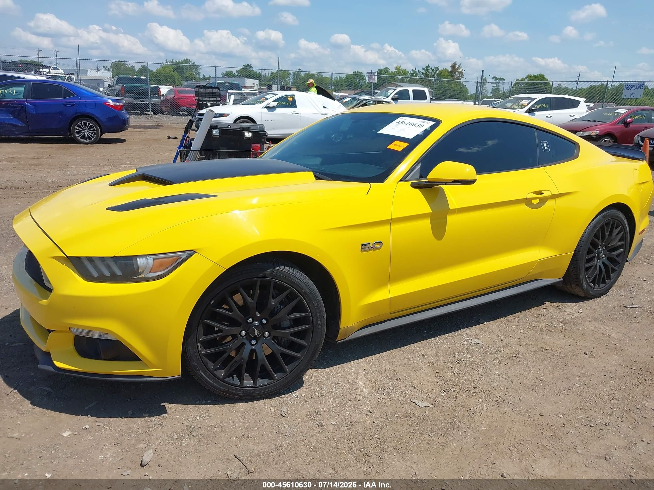 2015 Ford Mustang Gt Premium Yellow vin: 1FA6P8CF7F5321829