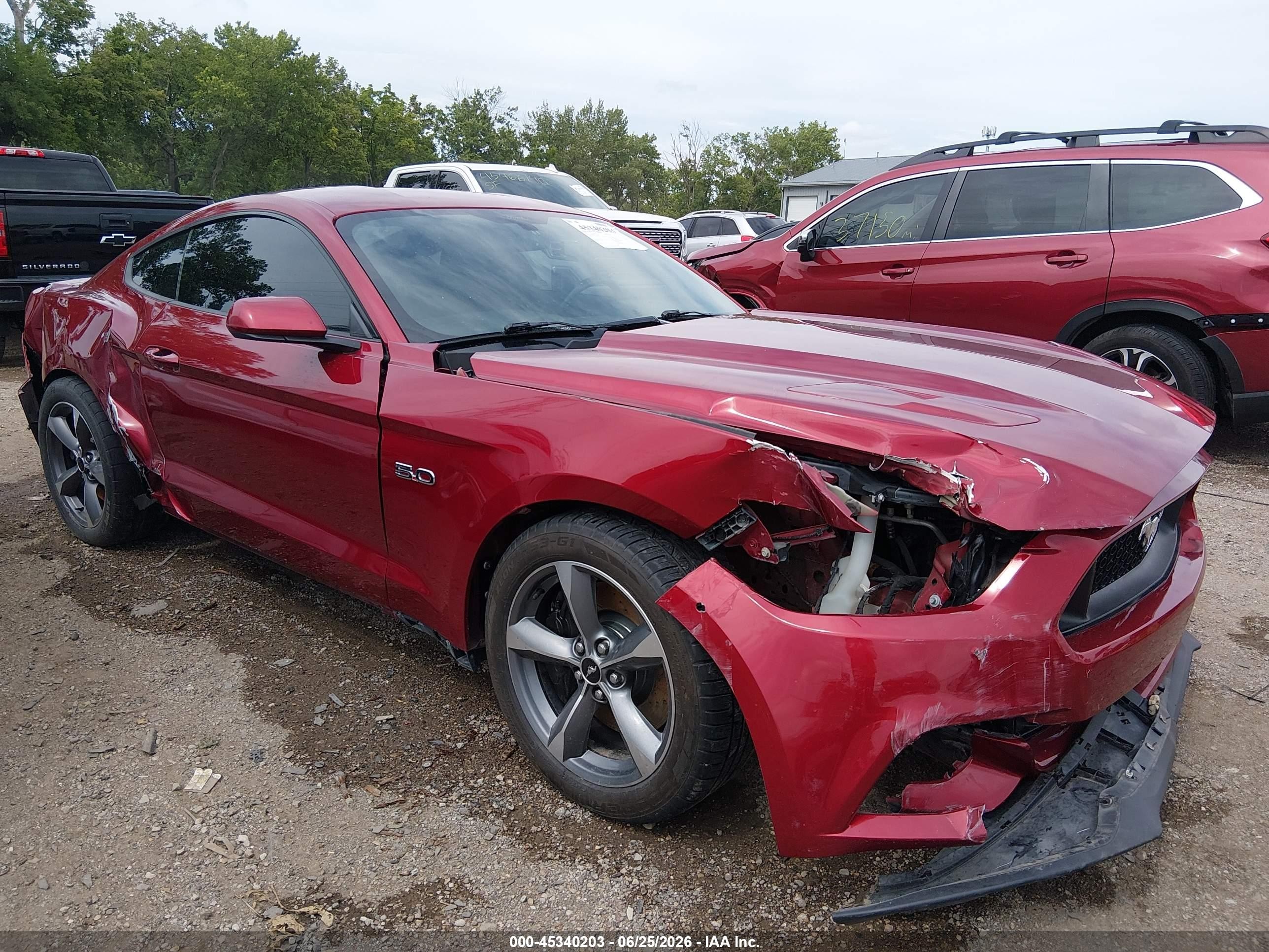 2015 Ford Mustang Gt Red vin: 1FA6P8CF7F5435894