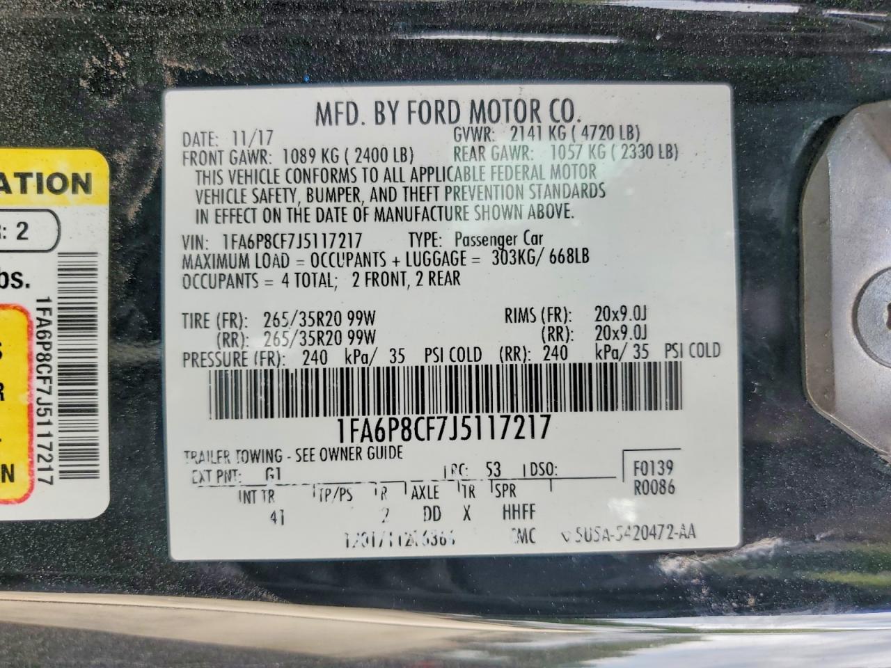 2018 Ford Mustang Gt Black vin: 1FA6P8CF7J5117217