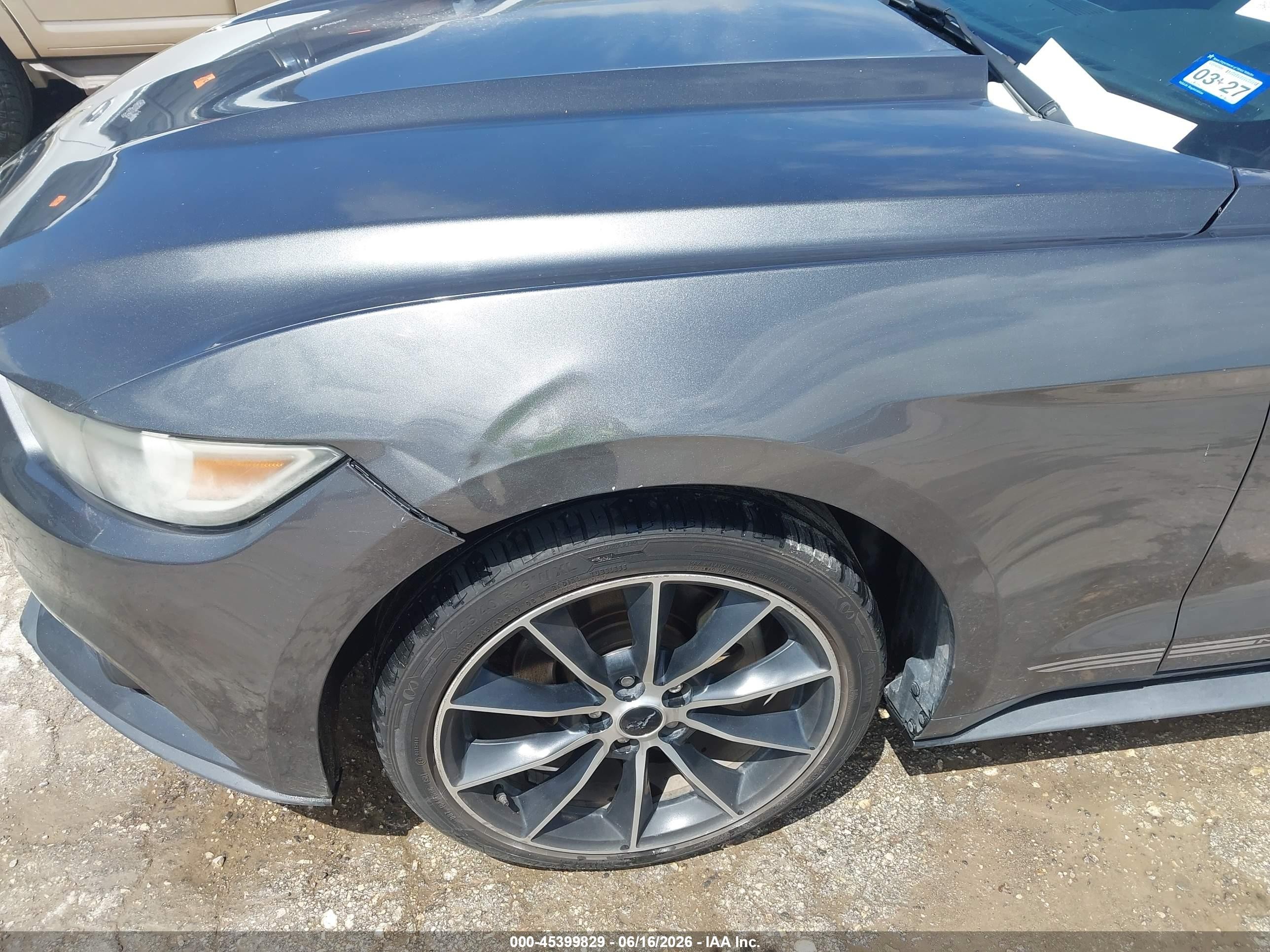 2015 Ford Mustang Ecoboost Gray vin: 1FA6P8TH0F5425385