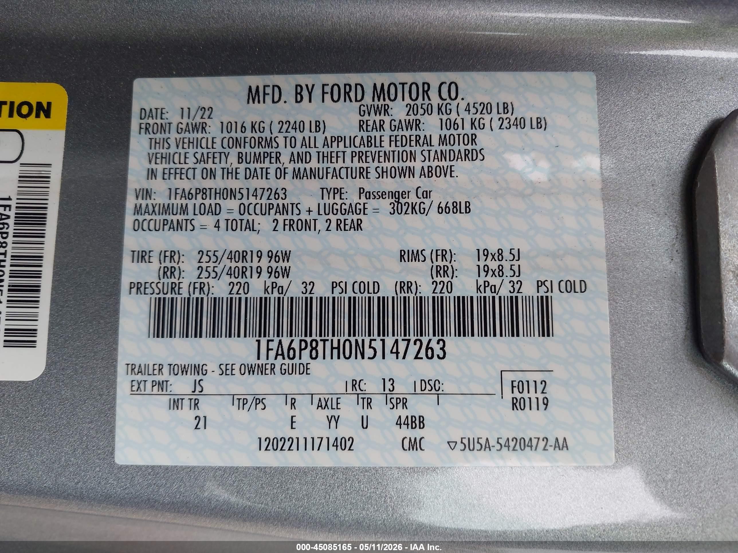 2022 Ford Mustang Ecoboost Fastback Серебряный vin: 1FA6P8TH0N5147263