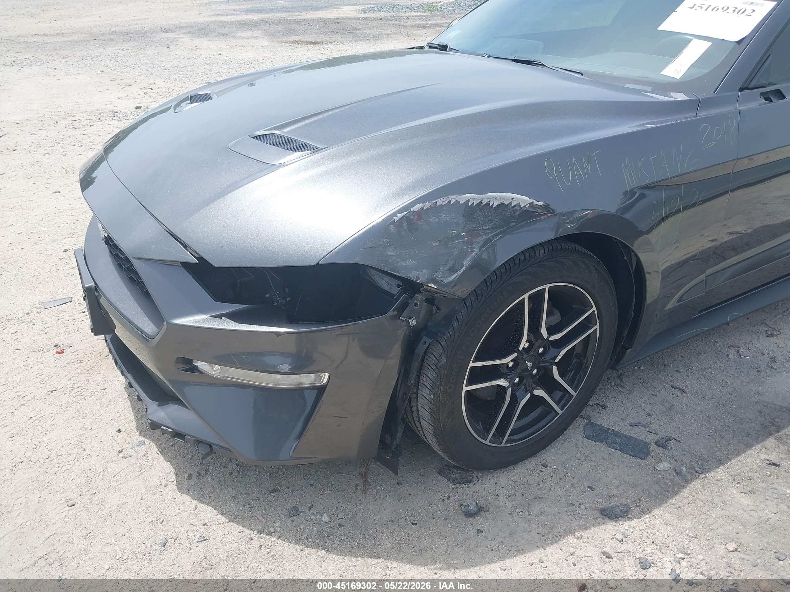 2018 Ford Mustang Ecoboost Gray vin: 1FA6P8TH1J5167466