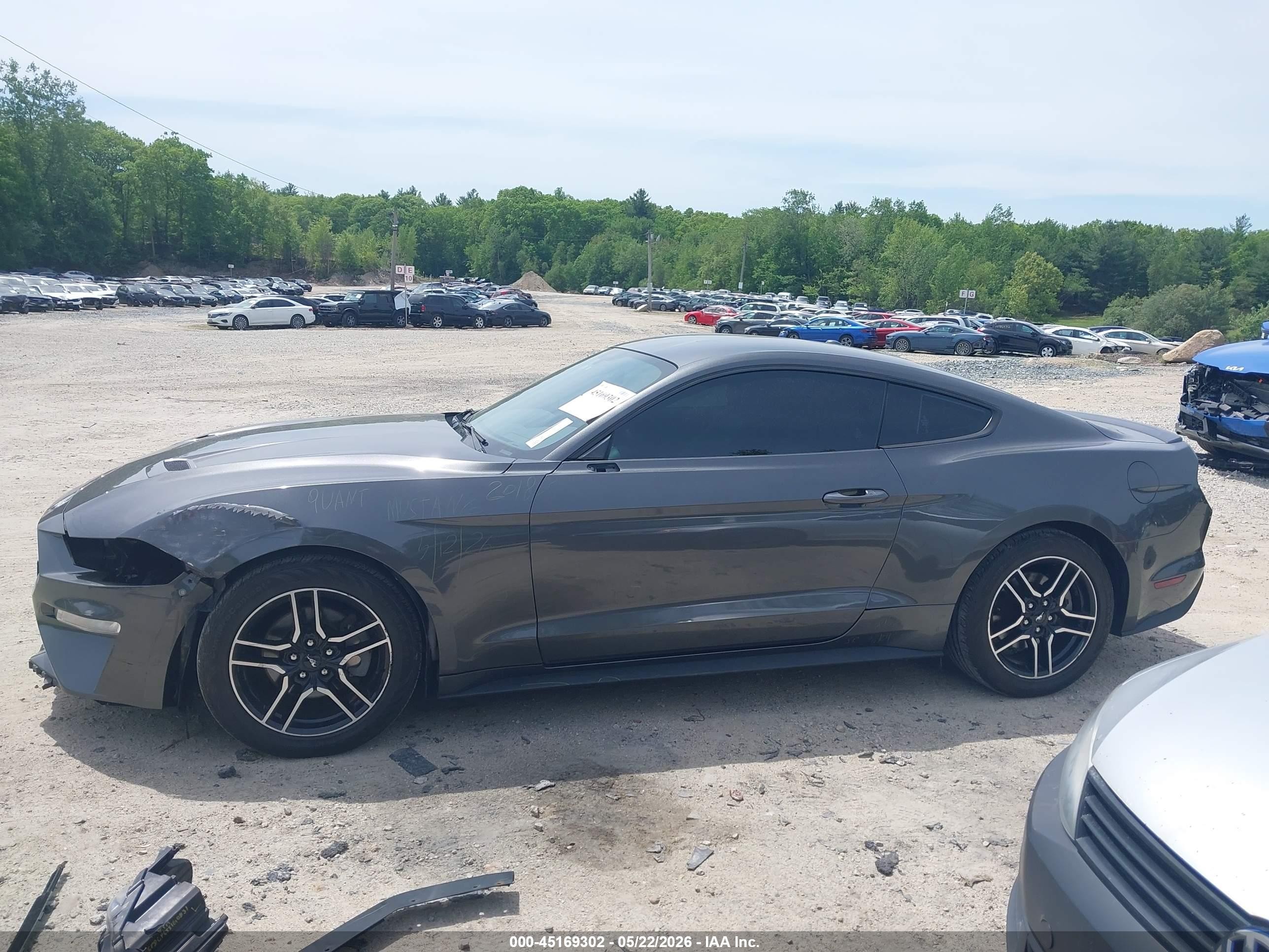 2018 Ford Mustang Ecoboost Gray vin: 1FA6P8TH1J5167466