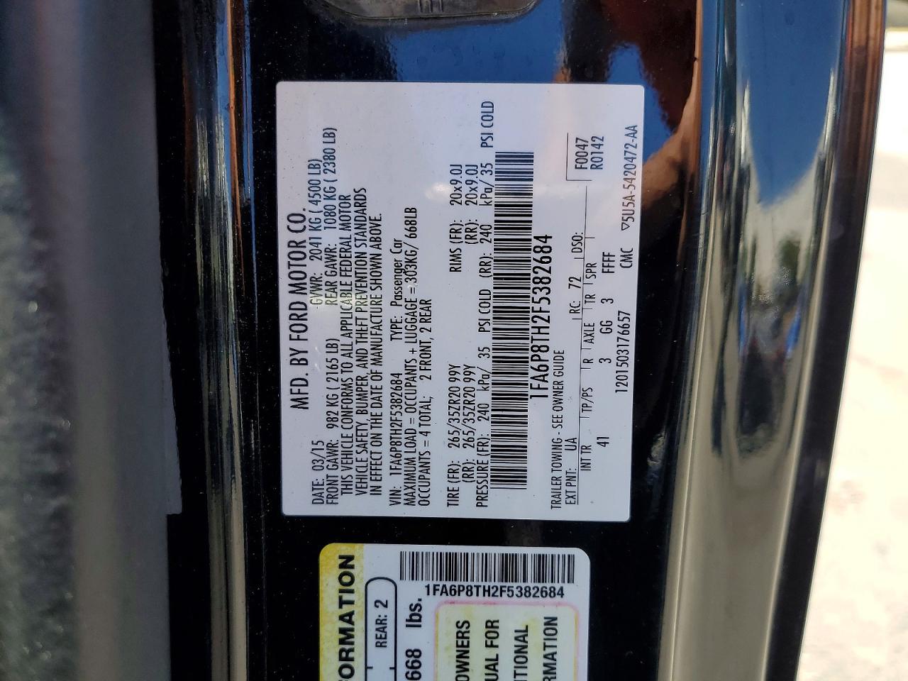 2015 Ford Mustang Black vin: 1FA6P8TH2F5382684