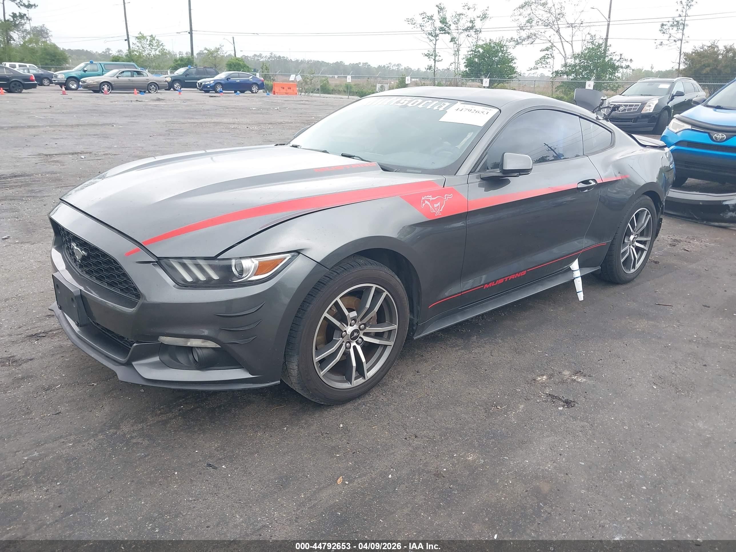 2015 Ford Mustang Ecoboost Gray vin: 1FA6P8TH2F5385892