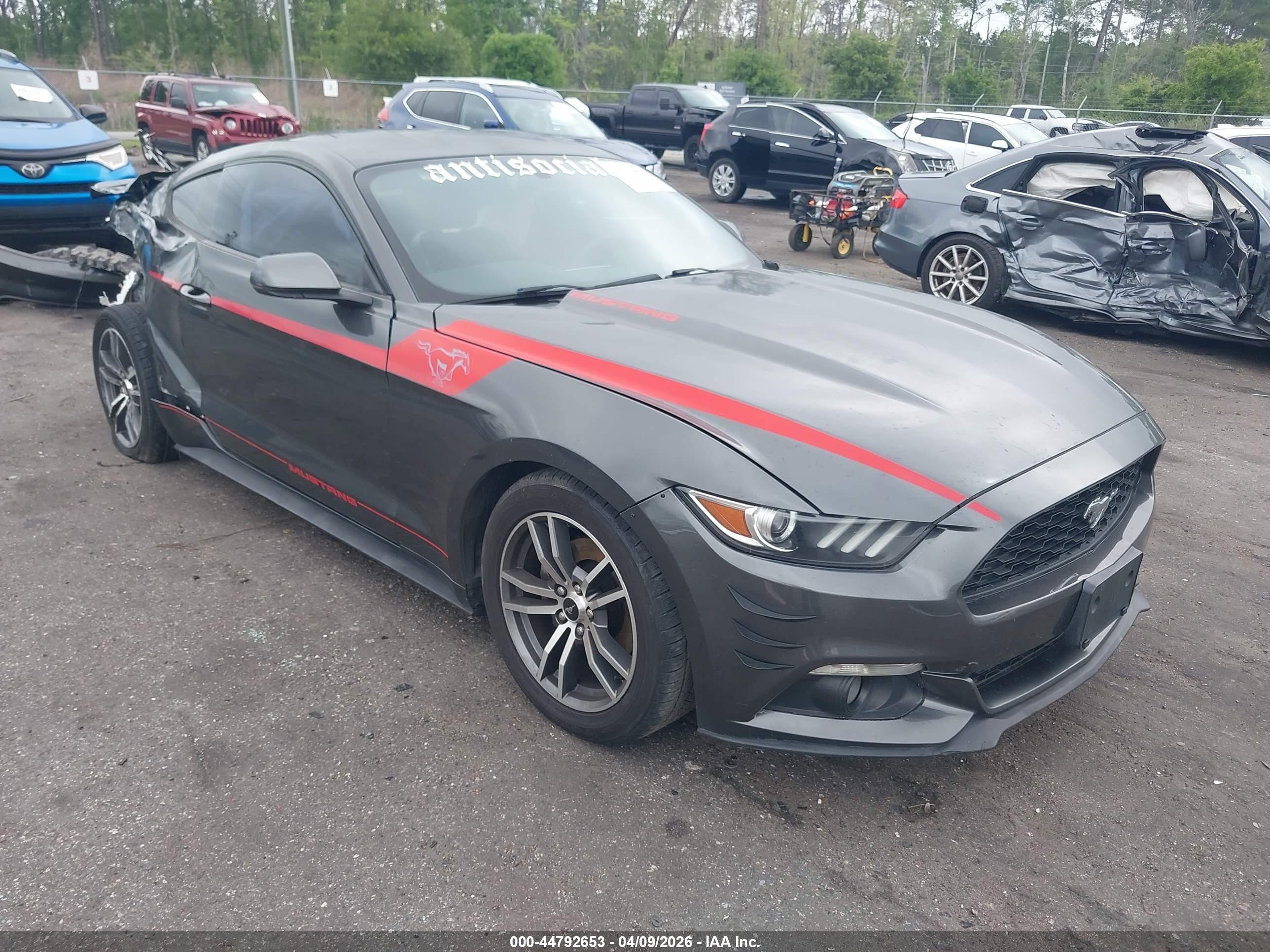 2015 Ford Mustang Ecoboost Gray vin: 1FA6P8TH2F5385892