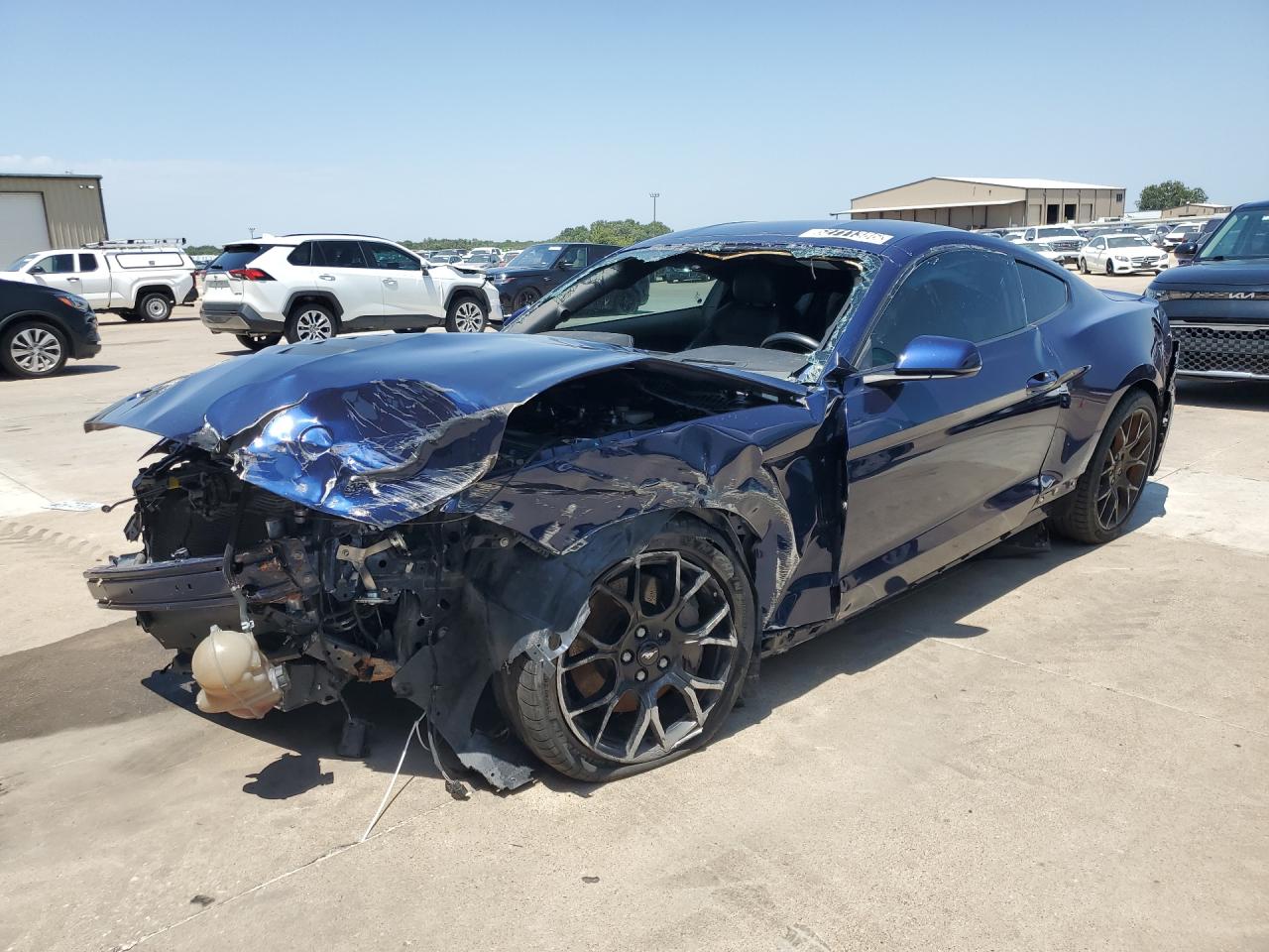 2018 Ford Mustang Blue vin: 1FA6P8TH2J5180372 Damage: Left Front Fender, Severe Damage, Replacement Required