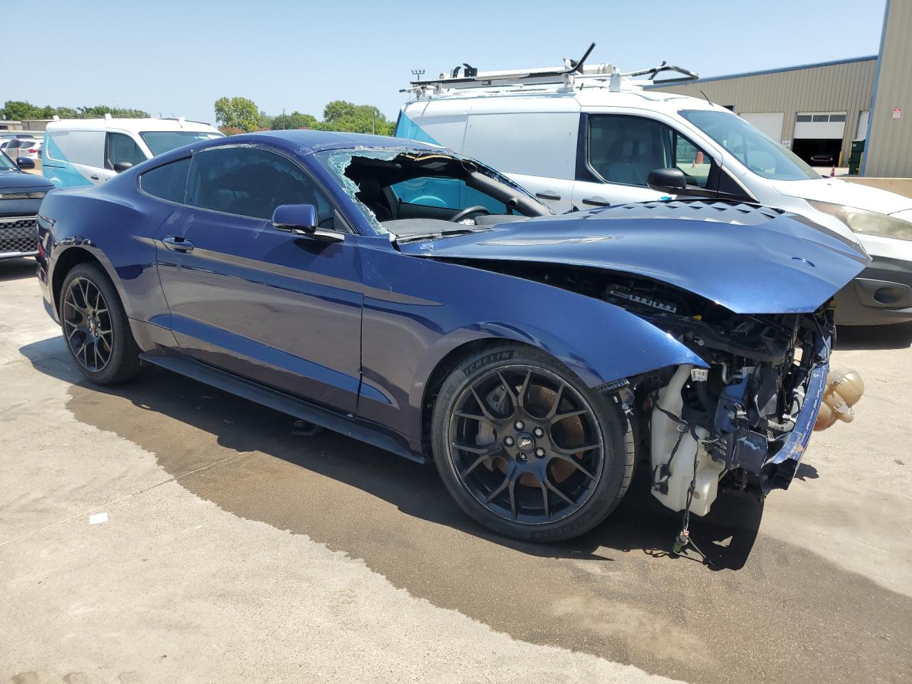 2018 Ford Mustang Blue vin: 1FA6P8TH2J5180372 Damage: Windshield, Broken, Replacement Required