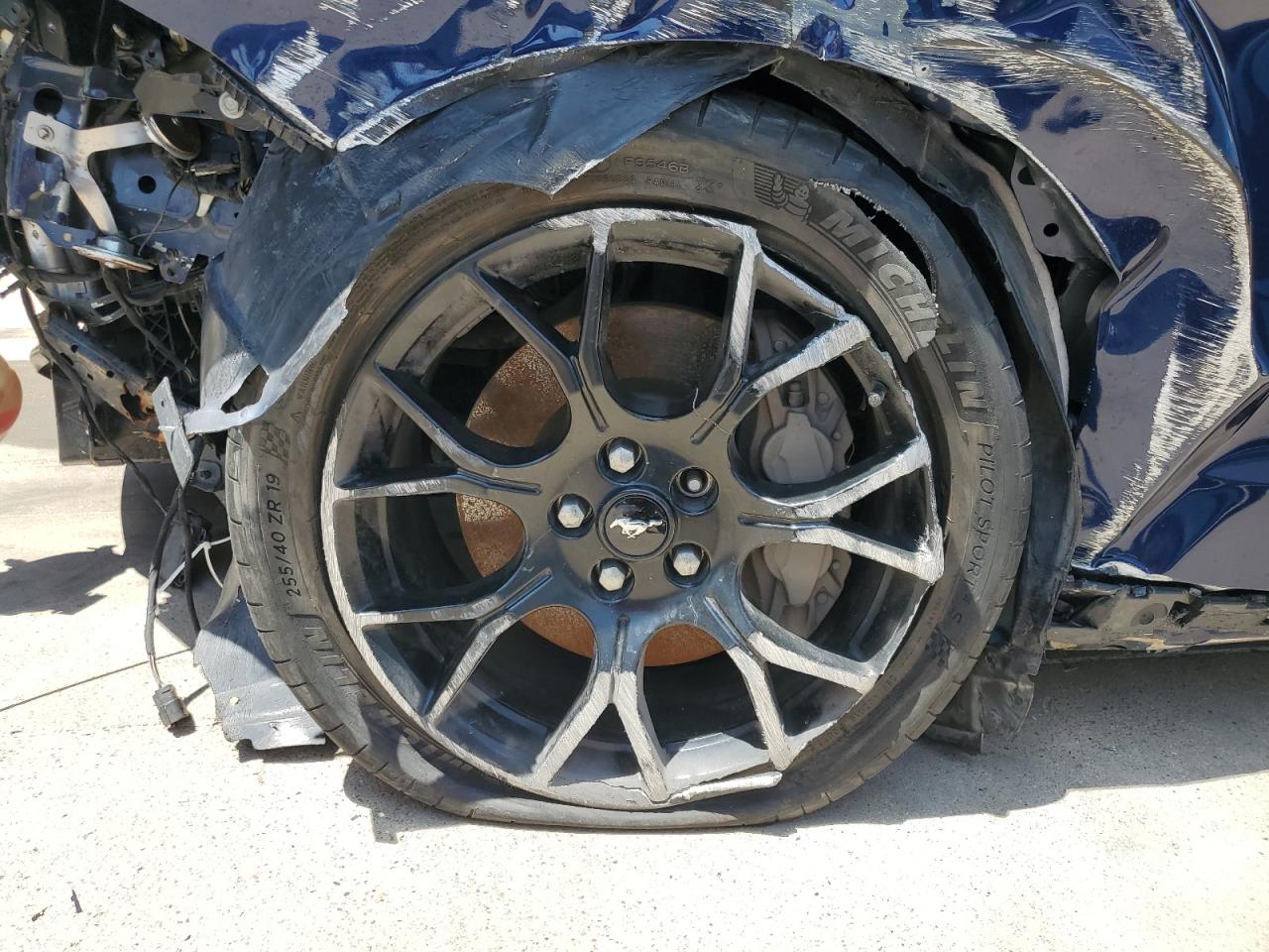 2018 Ford Mustang Blue vin: 1FA6P8TH2J5180372 Damage: Left Front Wheel, Broken, Replacement Required