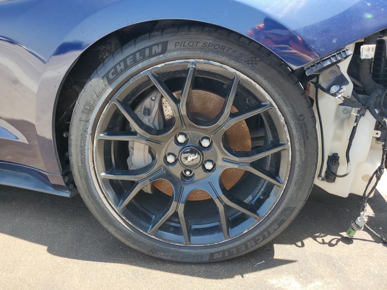 2018 Ford Mustang Blue vin: 1FA6P8TH2J5180372 Damage: Right Front Wheel, Curb Rash, > 12 Inches