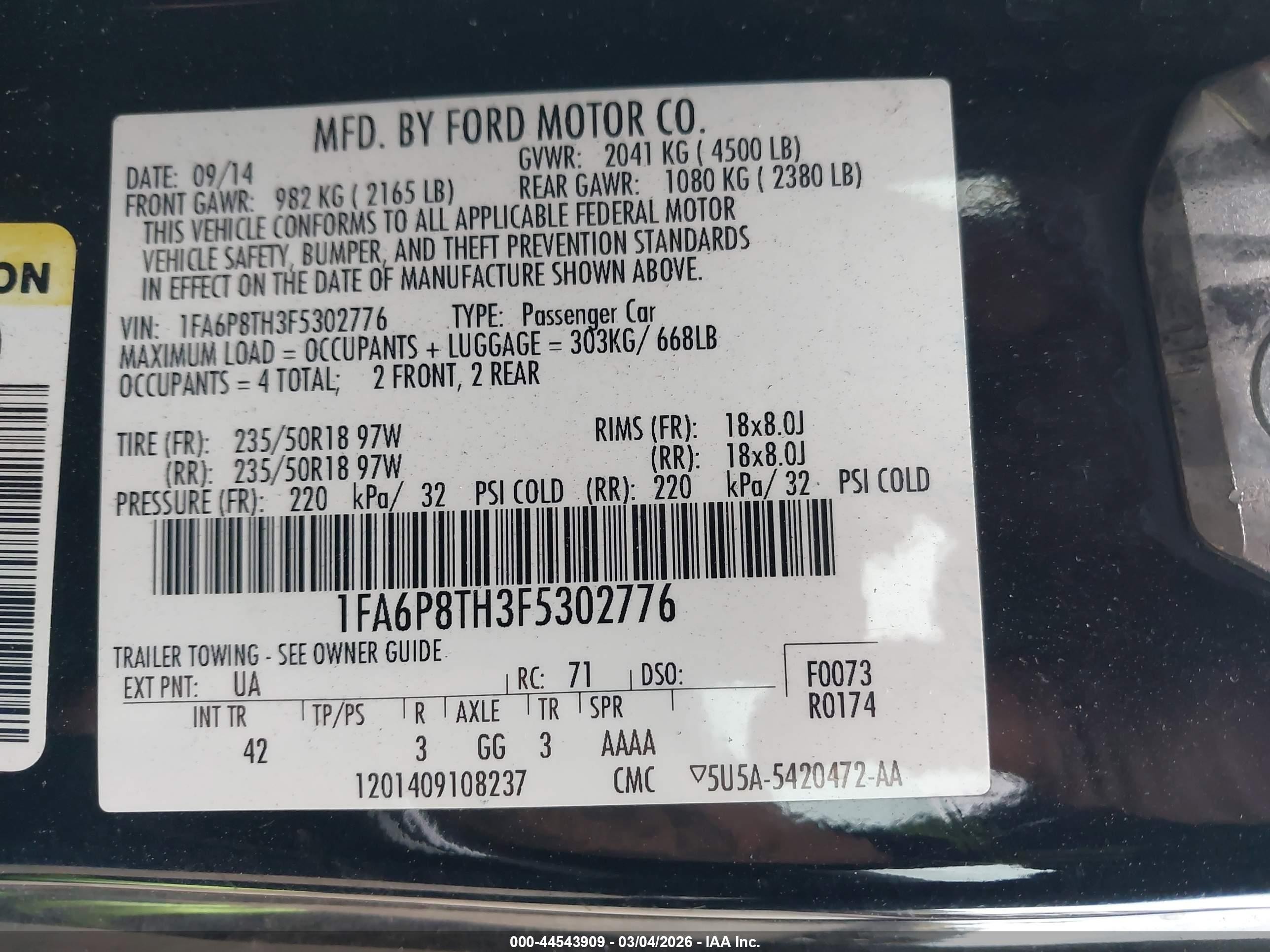 2015 Ford Mustang Ecoboost Black vin: 1FA6P8TH3F5302776
