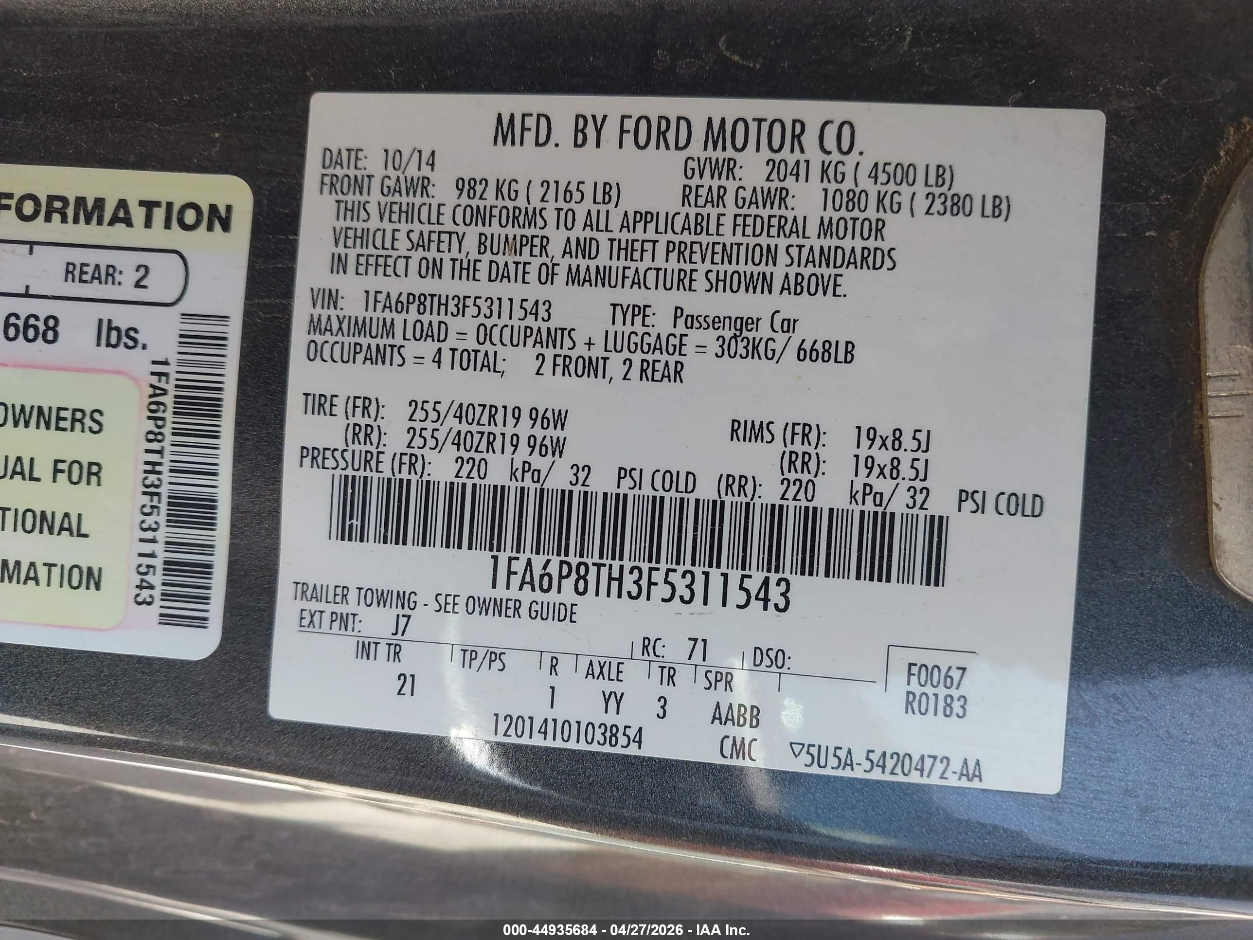 2015 Ford Mustang Ecoboost Green vin: 1FA6P8TH3F5311543