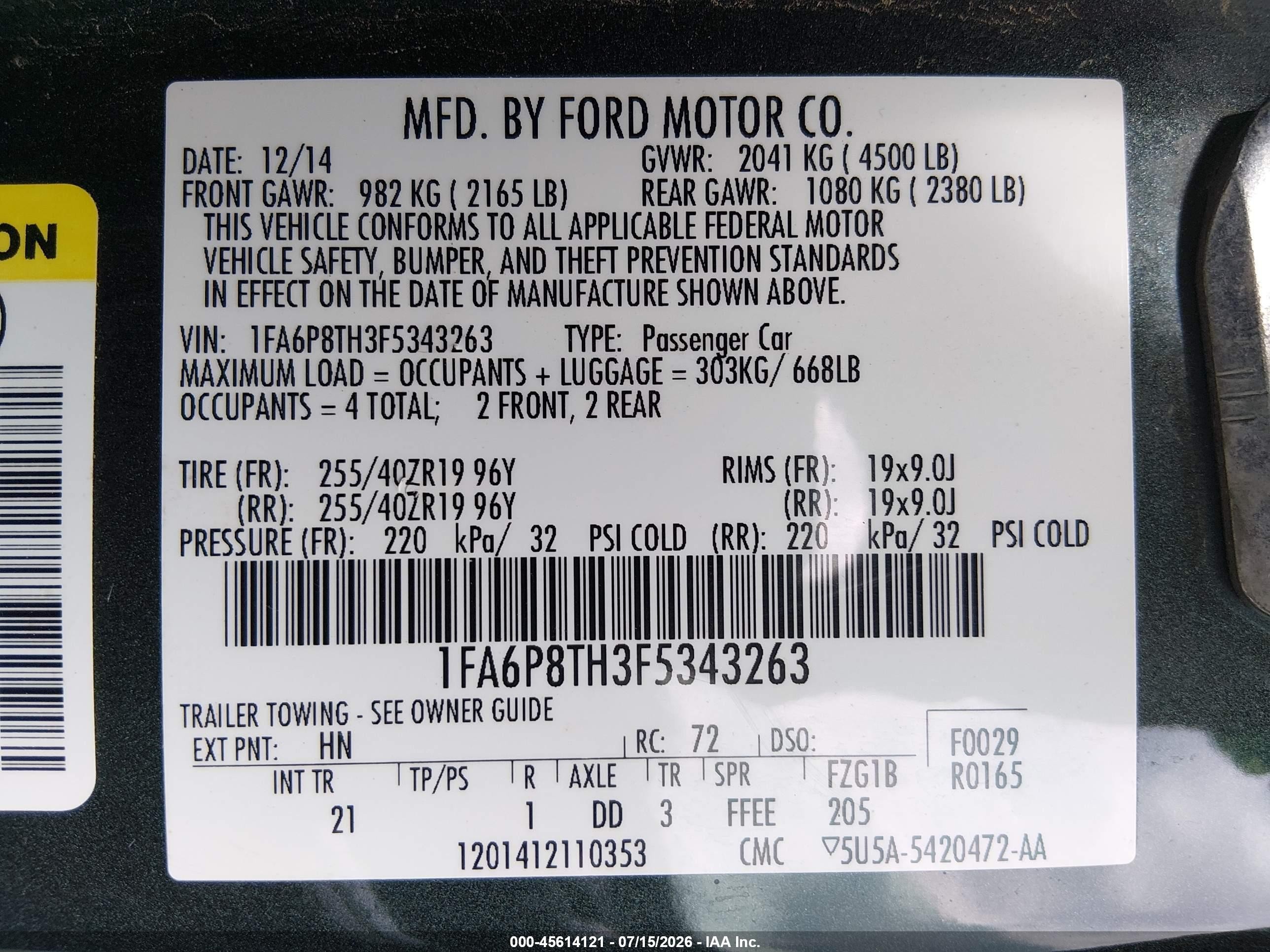 2015 Ford Mustang Ecoboost Зеленый vin: 1FA6P8TH3F5343263