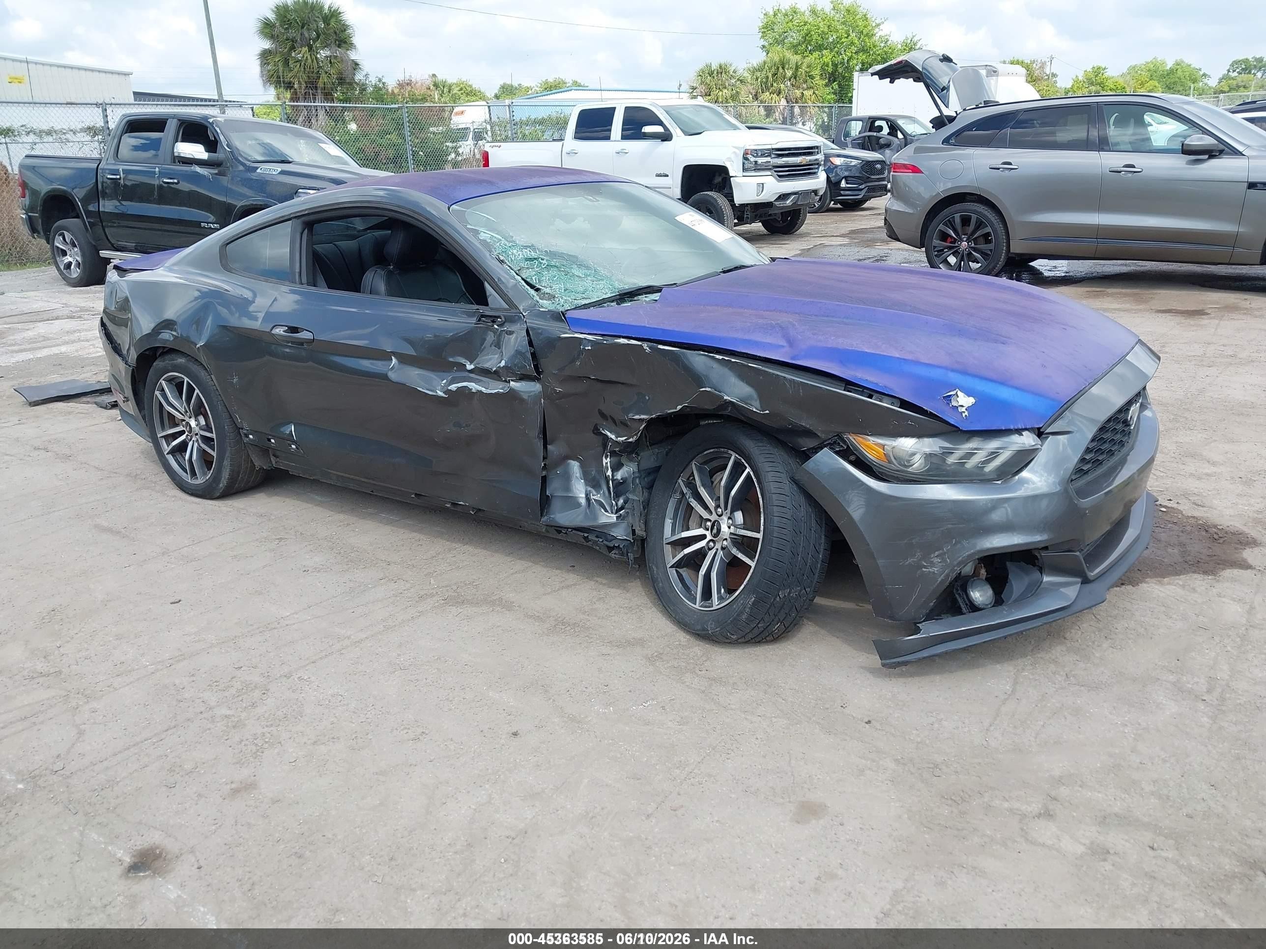 2015 Ford Mustang Ecoboost Gray vin: 1FA6P8TH3F5402375