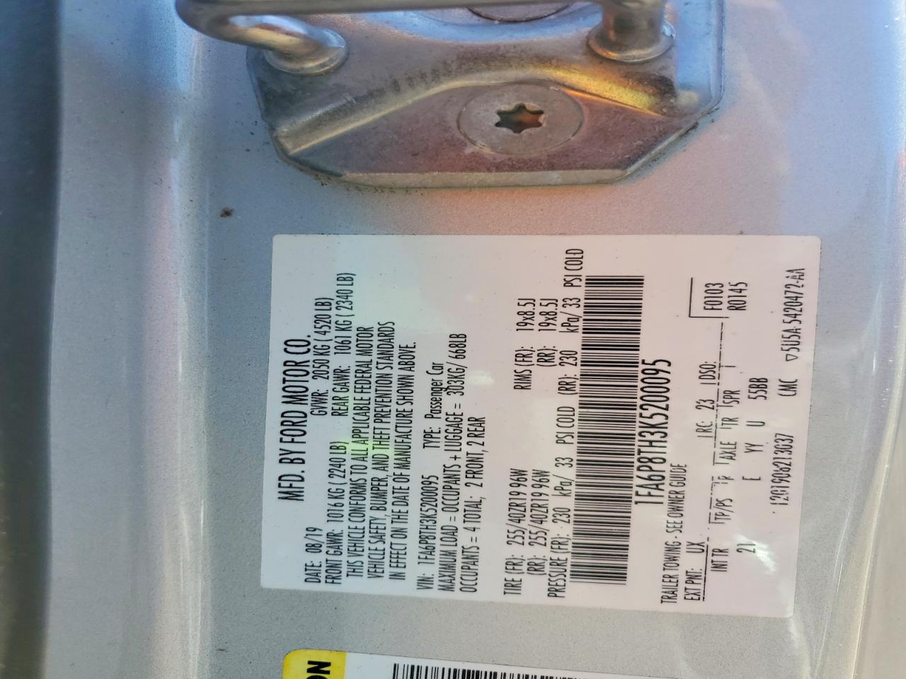 2019 Ford Mustang Gray vin: 1FA6P8TH3K5200095