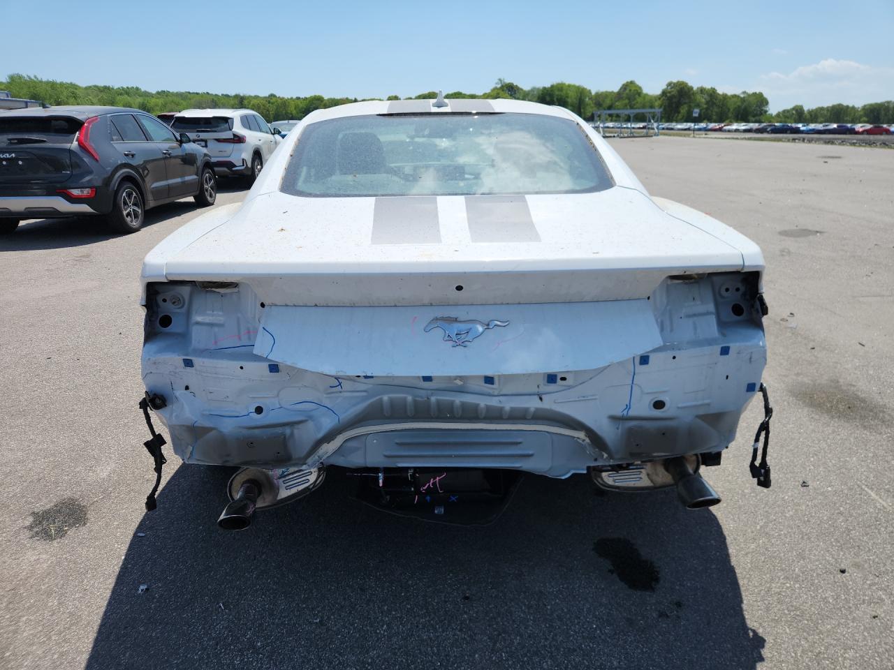 2026 Ford Mustang White vin: 1FA6P8TH3T5117669 Damage: Rear Bumper Reinforcement, Missing, Replacement Required