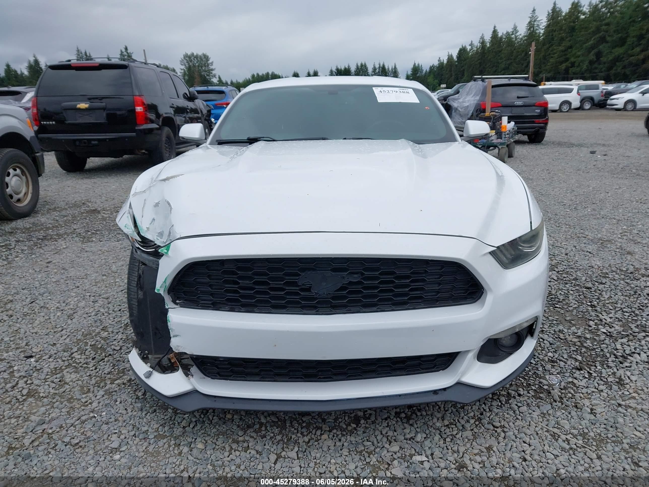 2015 Ford Mustang Ecoboost White vin: 1FA6P8TH4F5335866