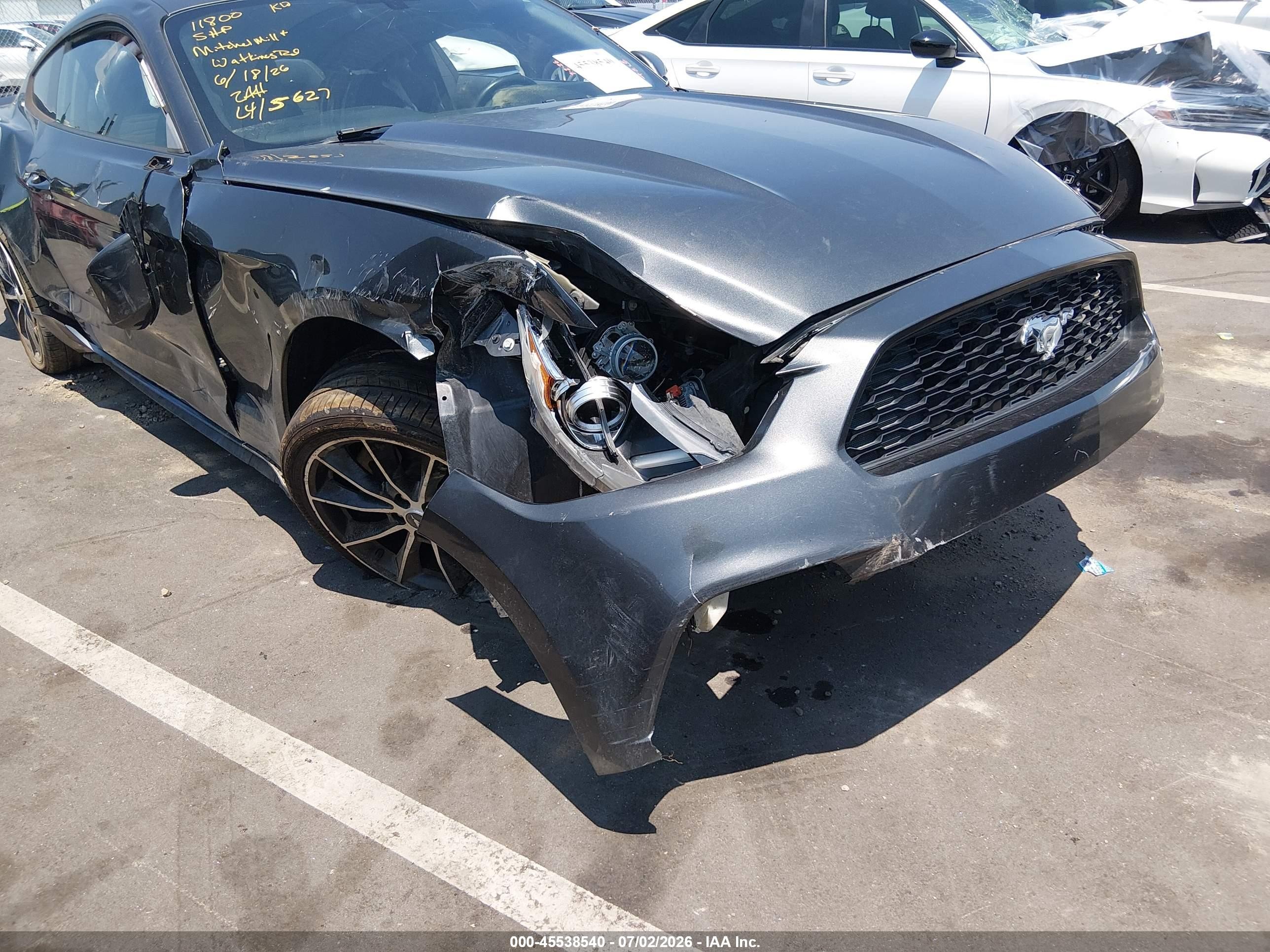 2015 Ford Mustang Ecoboost Gray vin: 1FA6P8TH4F5365627