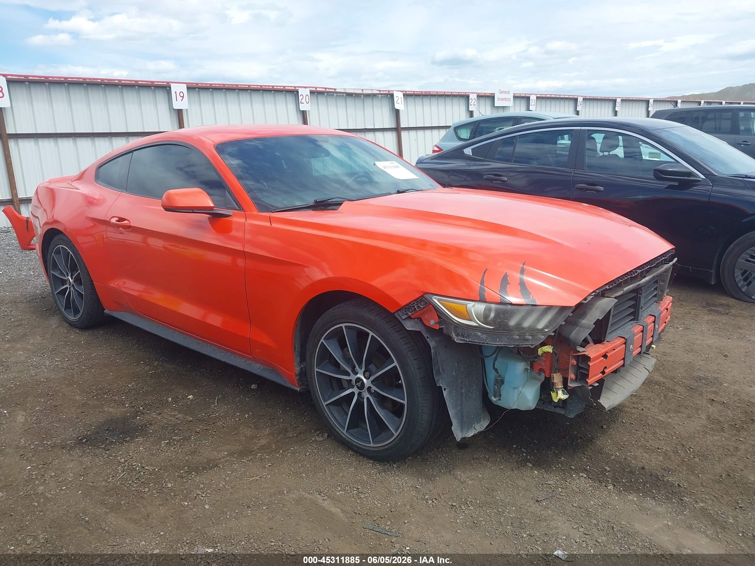 2015 Ford Mustang Ecoboost Orange vin: 1FA6P8TH6F5418778