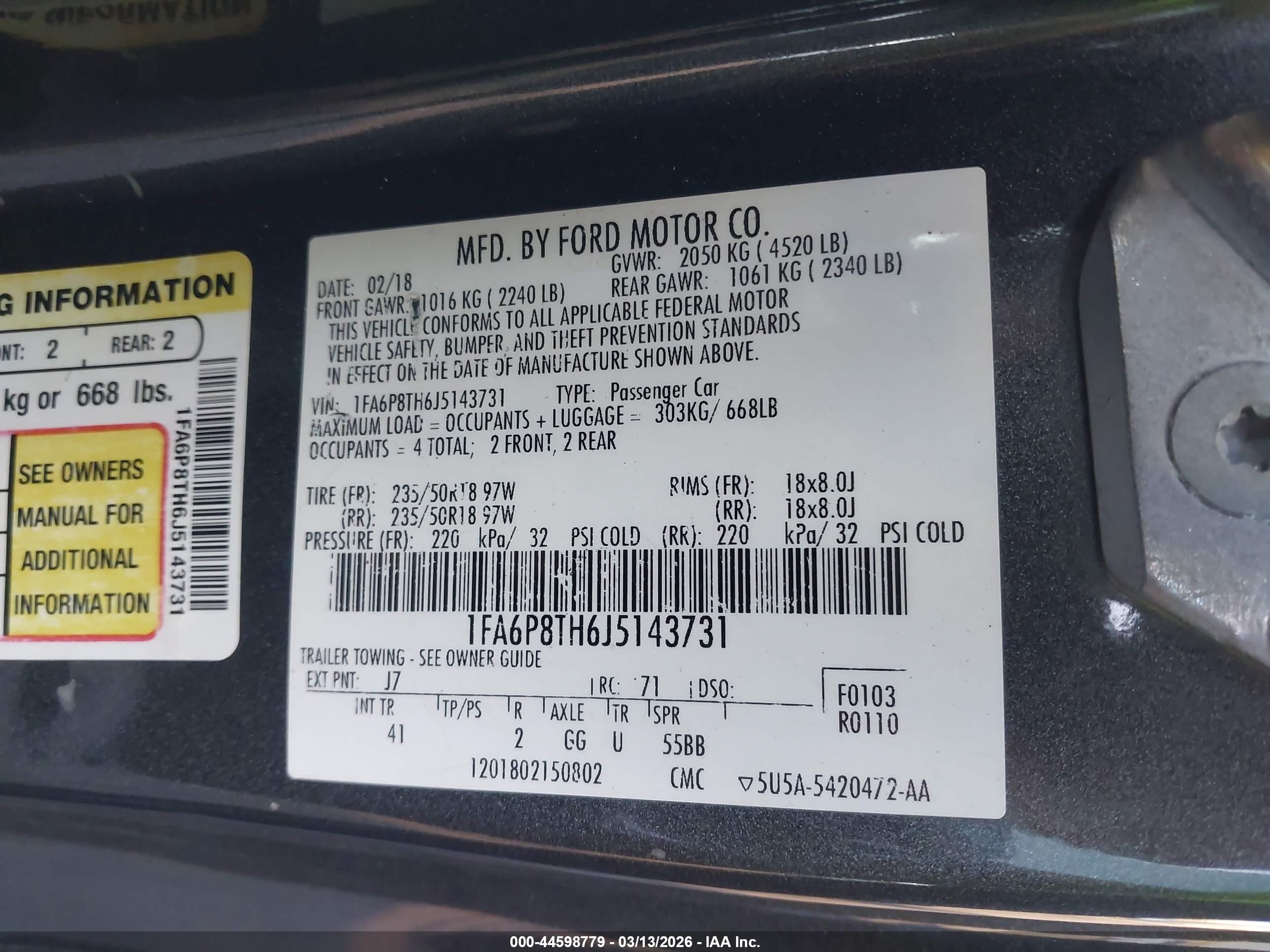 2018 Ford Mustang Ecoboost Gray vin: 1FA6P8TH6J5143731