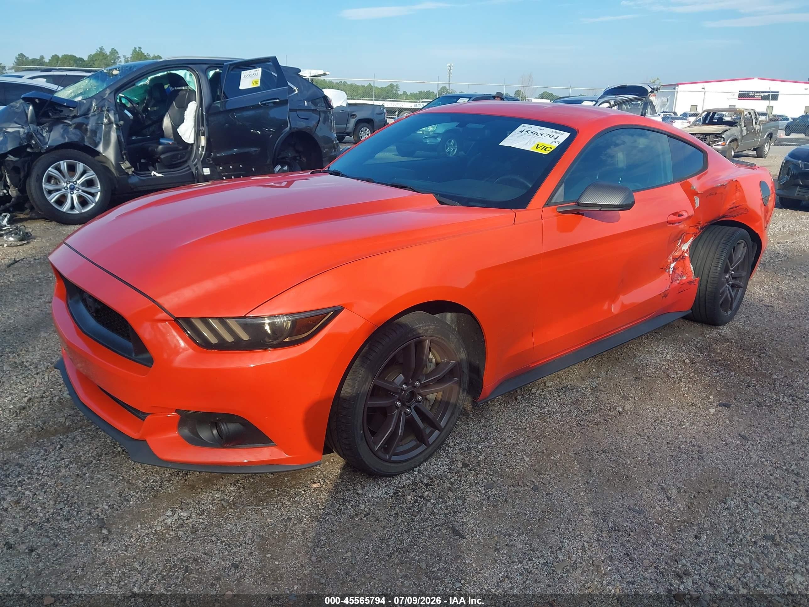 2015 Ford Mustang Ecoboost Orange vin: 1FA6P8TH7F5329348