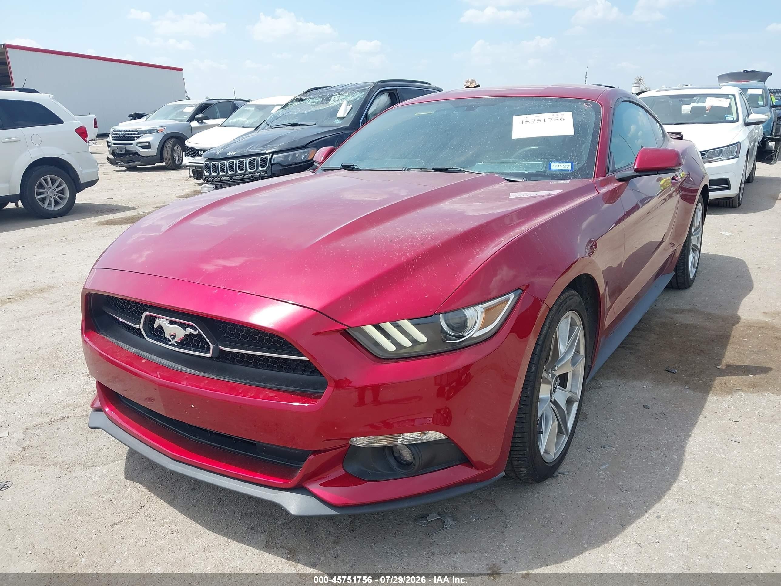 2015 Ford Mustang Ecoboost Red vin: 1FA6P8TH7F5386584