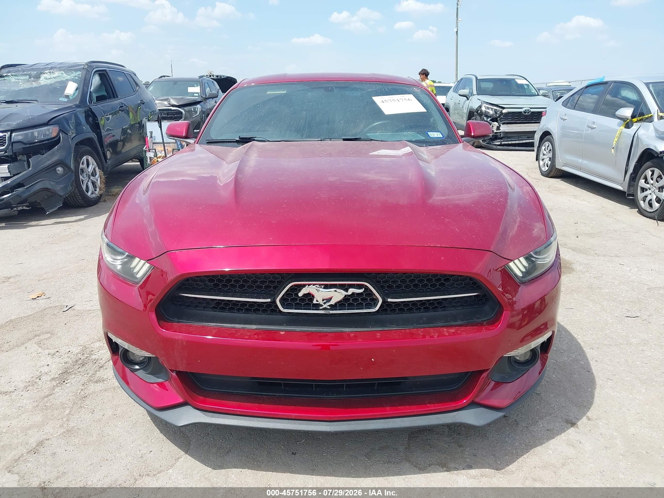 2015 Ford Mustang Ecoboost Red vin: 1FA6P8TH7F5386584