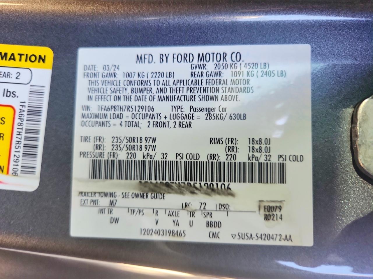 2024 Ford Mustang Gray vin: 1FA6P8TH7R5129106