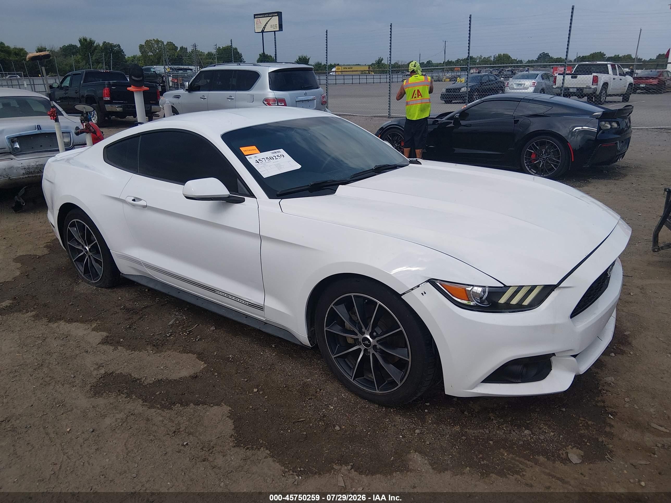 2015 Ford Mustang Ecoboost White vin: 1FA6P8TH8F5431158