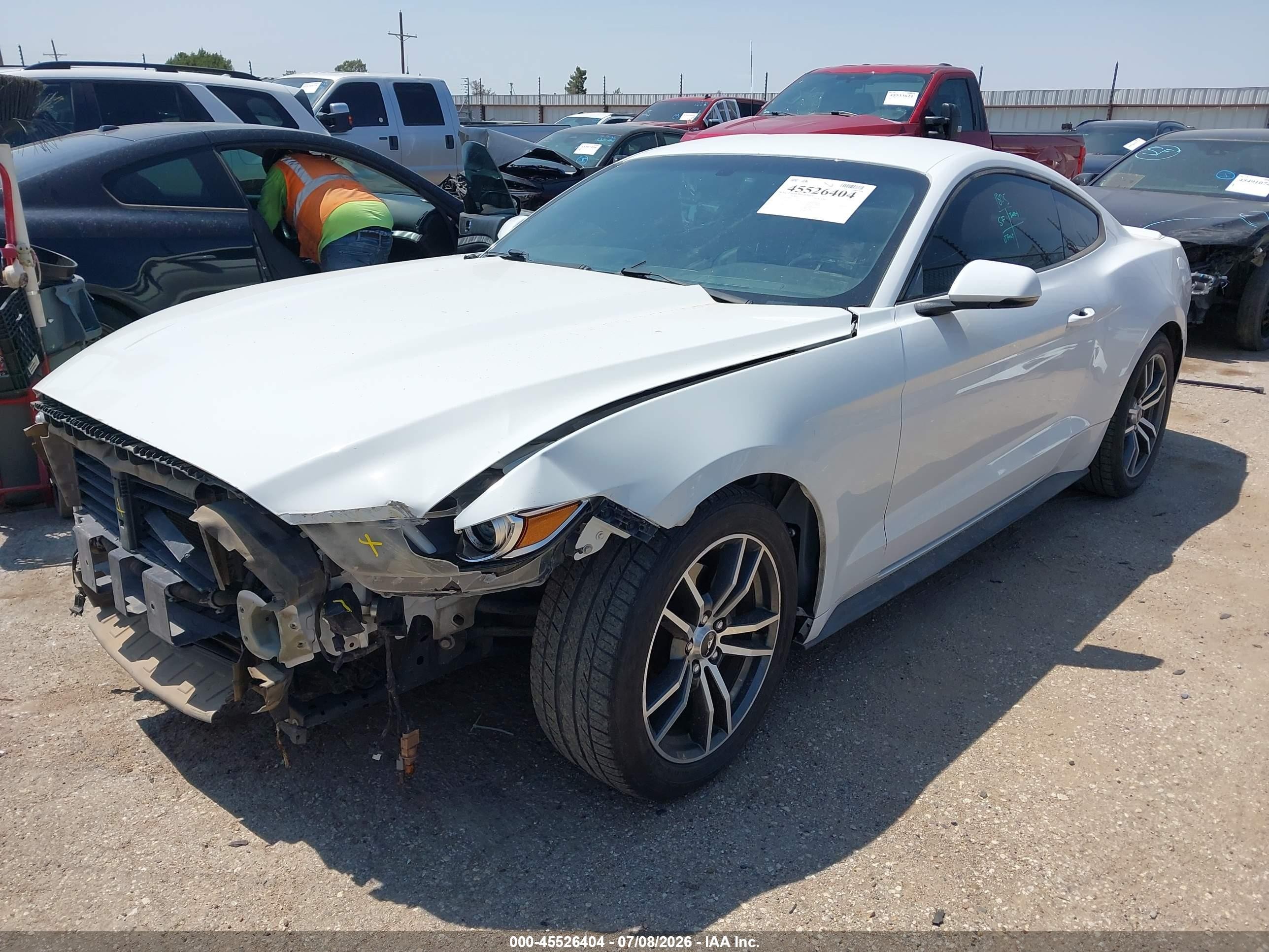 2015 Ford Mustang Ecoboost White vin: 1FA6P8TH8F5434237