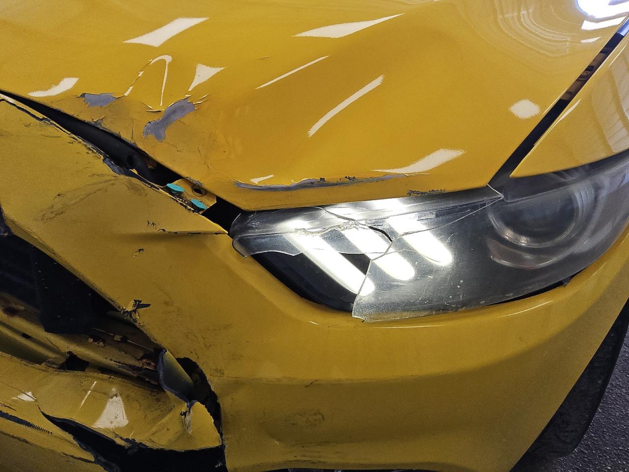 2015 Ford Mustang Yellow vin: 1FA6P8TH9F5380463 Damage: Left Head Lamp, Broken, Replacement Required