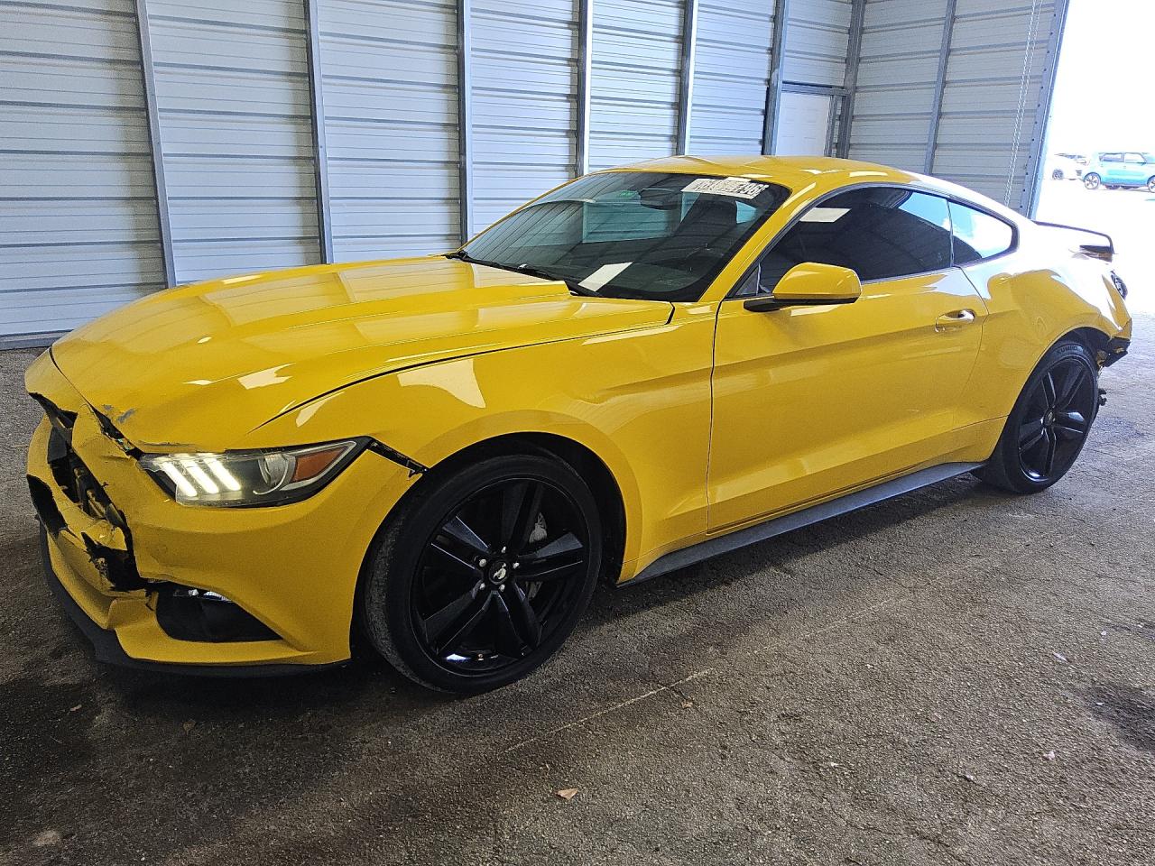 2015 Ford Mustang Yellow vin: 1FA6P8TH9F5380463 Damage: Left Front Tire, Worn, Replacement Required