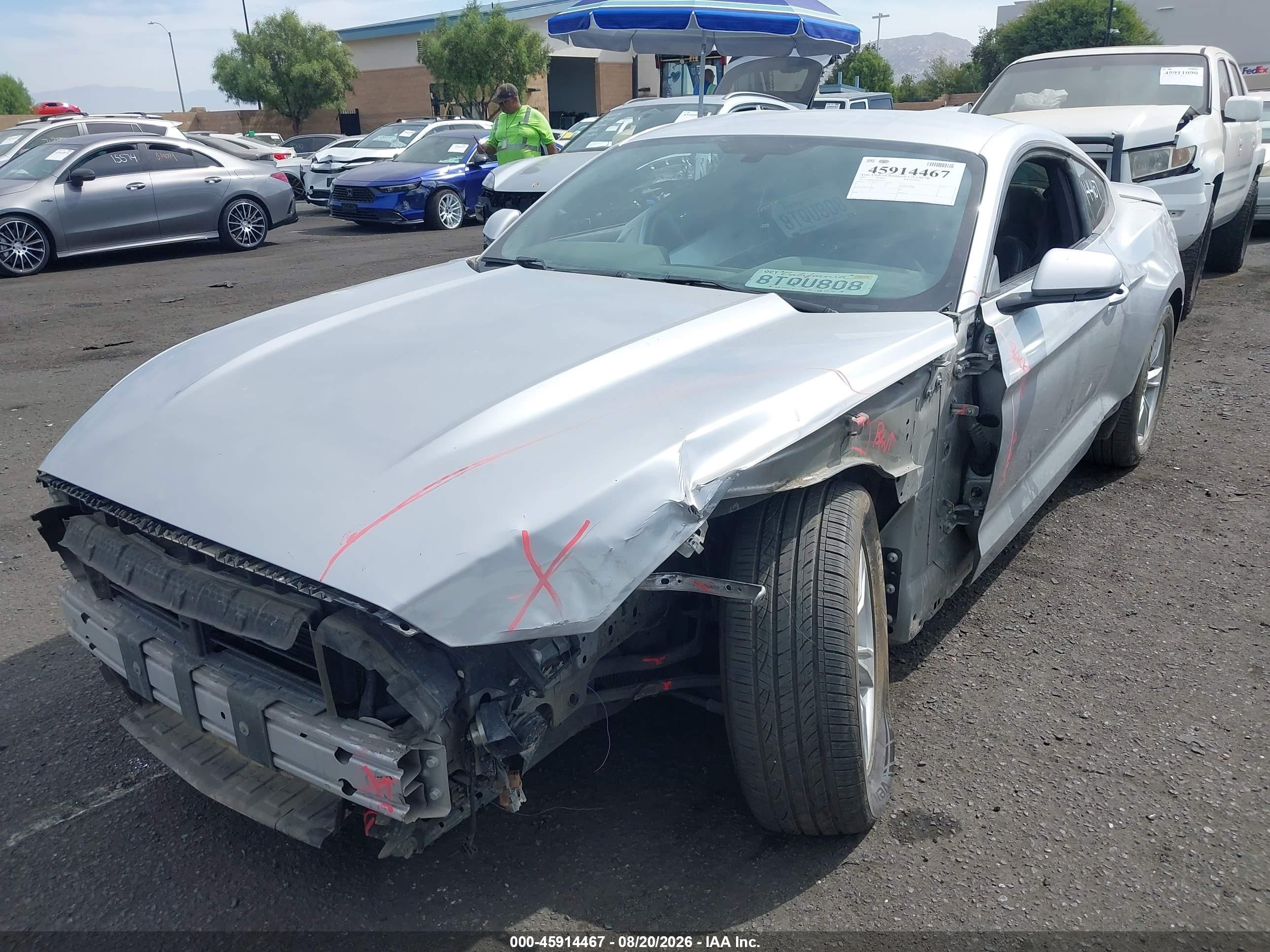 2015 Ford Mustang Ecoboost Серебряный vin: 1FA6P8THXF5343552