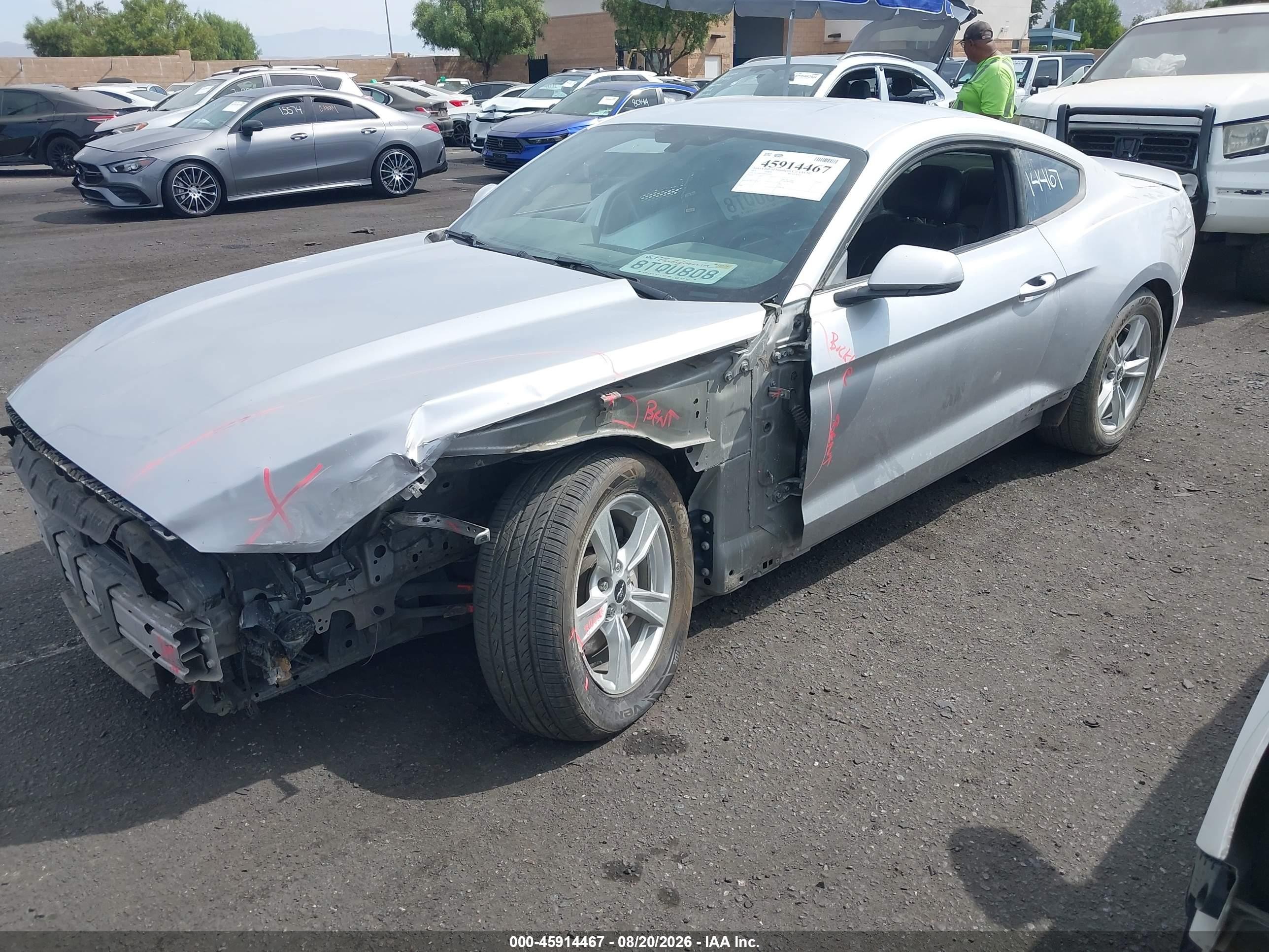 2015 Ford Mustang Ecoboost Серебряный vin: 1FA6P8THXF5343552