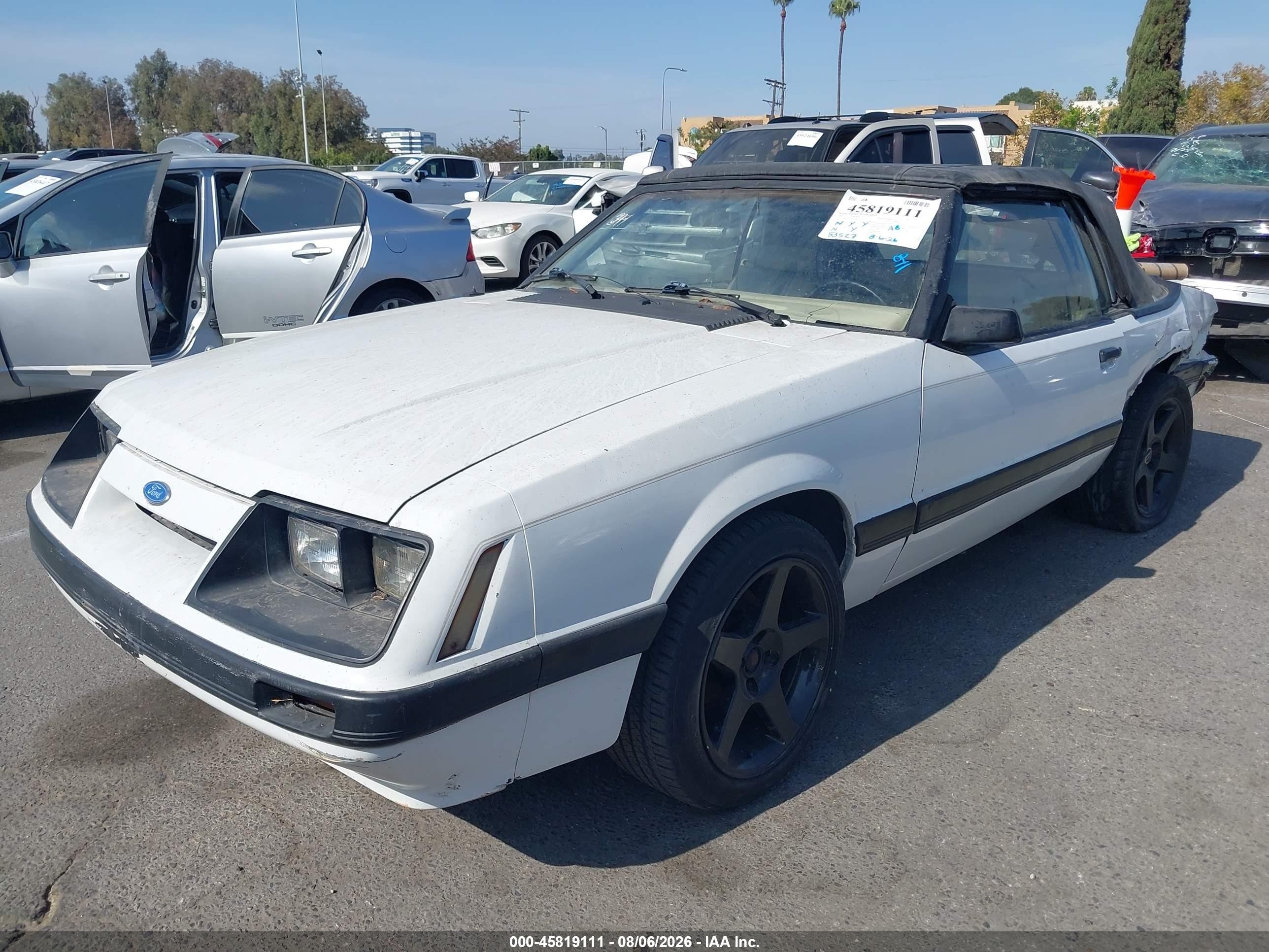 1985 Ford Mustang Lx/gt White vin: 1FABP2732FF128381