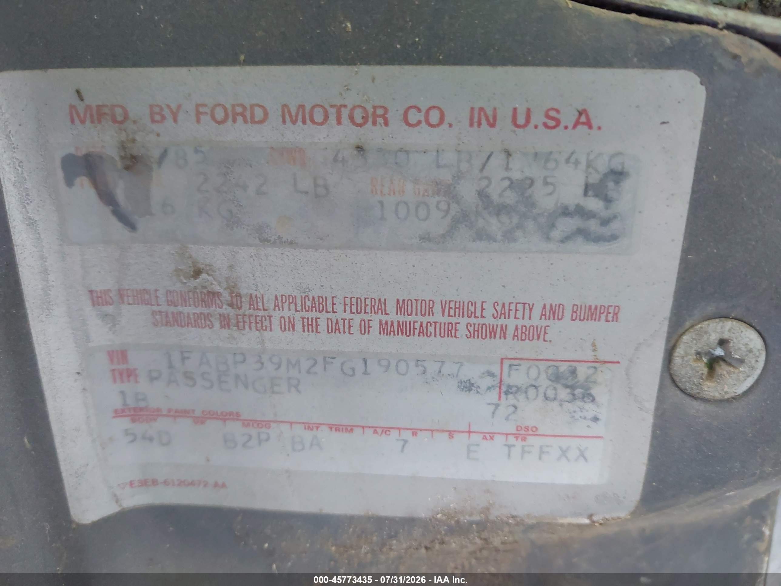 1985 Ford Ltd   Gray vin: 1FABP39M2FG190577