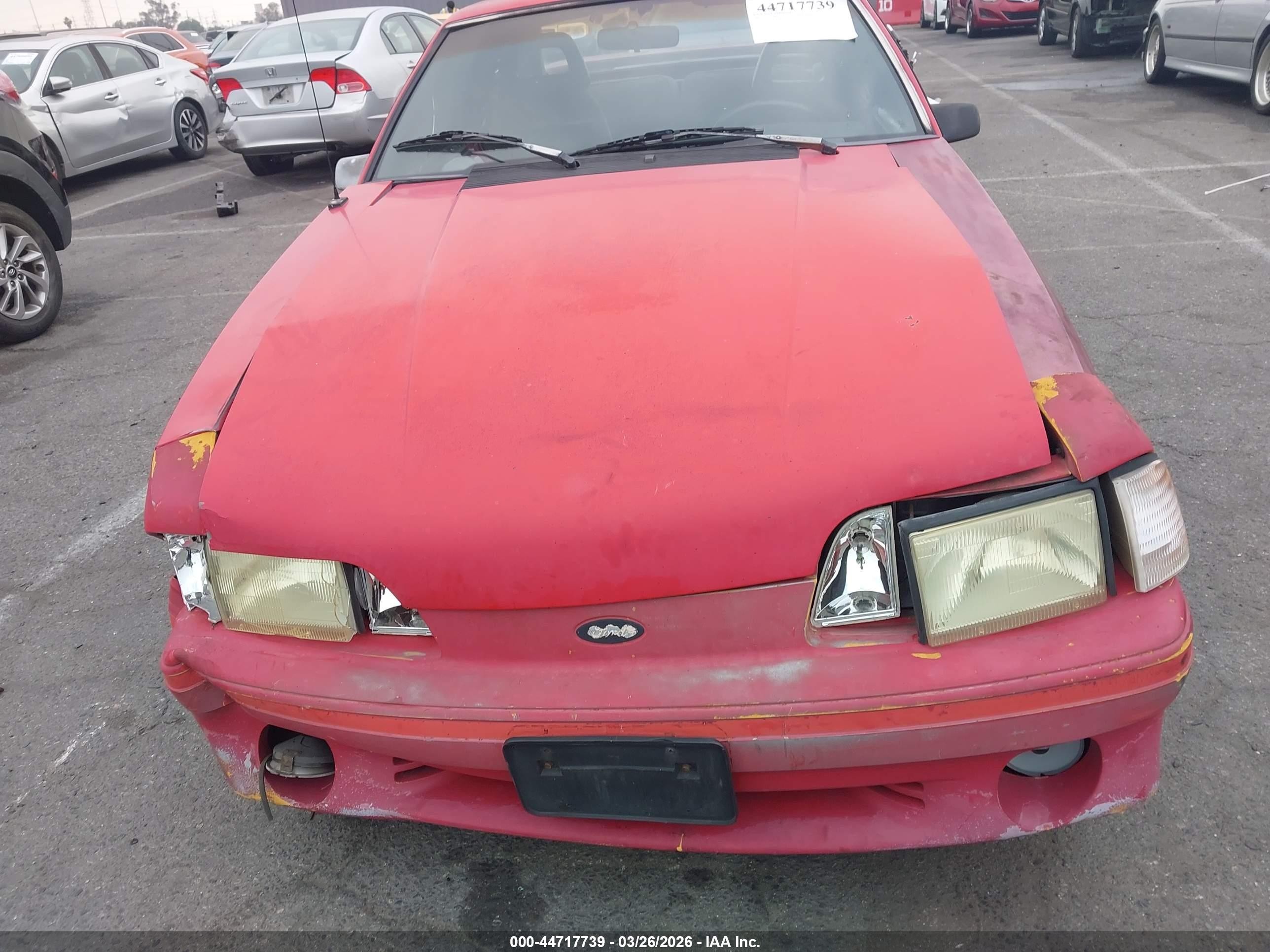 1989 Ford Mustang Gt/cobra Gt Red vin: 1FABP42E5KF135761