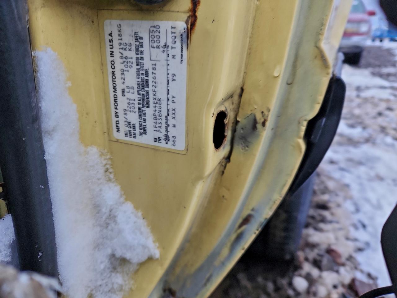 1989 Ford Mustang Lx Yellow vin: 1FABP44EXKF226781