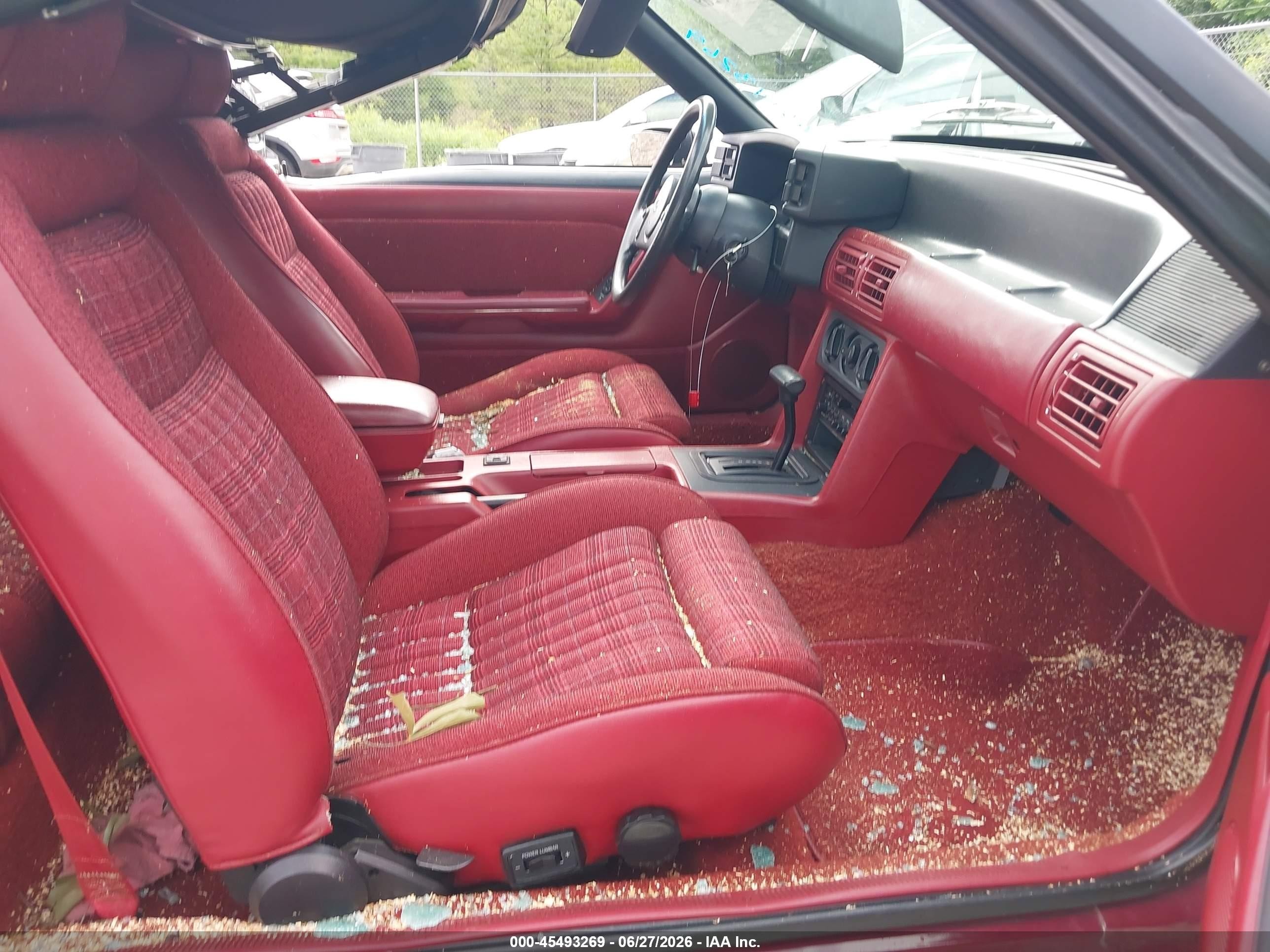 1988 Ford Mustang Gt Maroon vin: 1FABP45E8JF194281