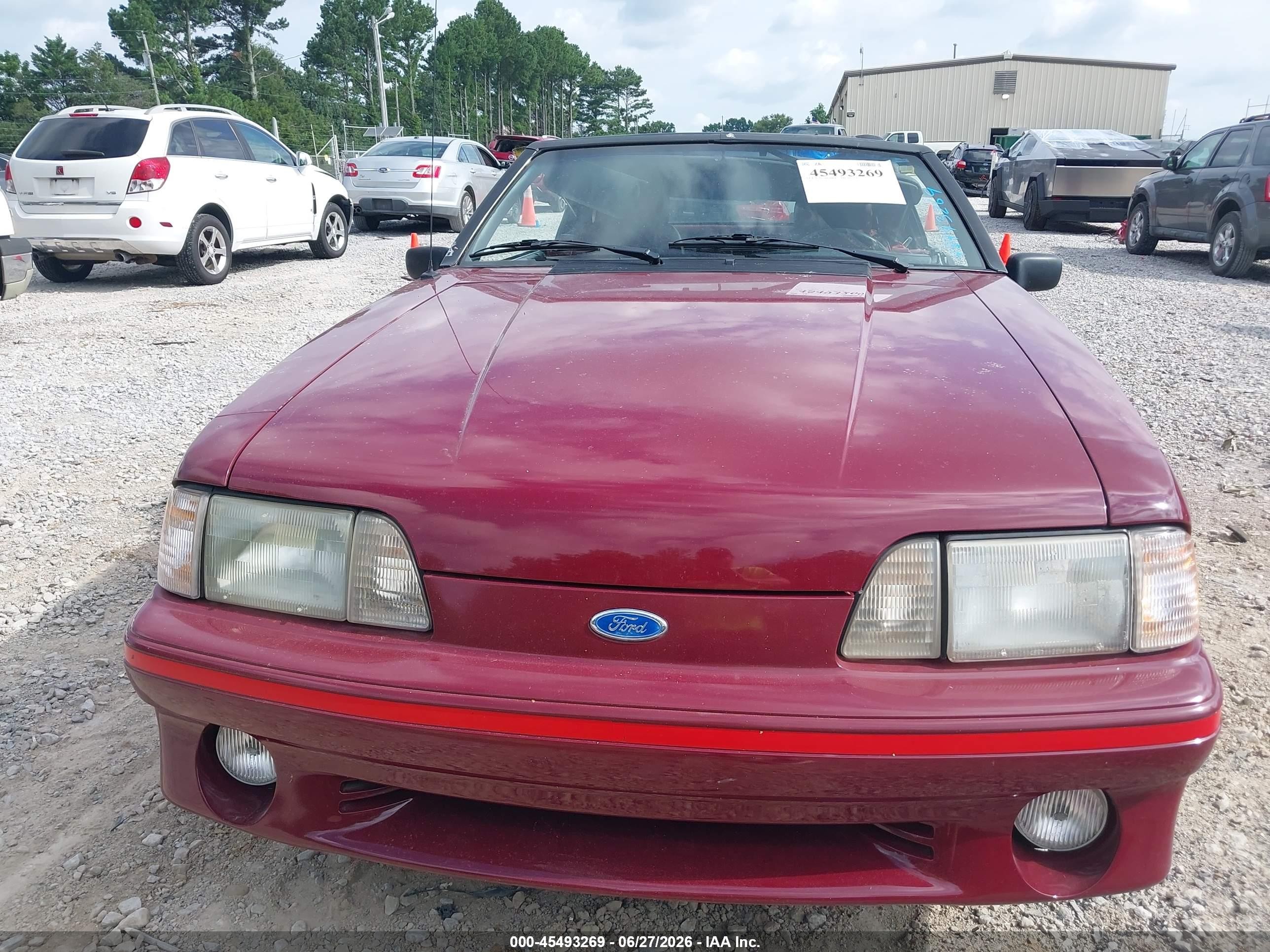 1988 Ford Mustang Gt Maroon vin: 1FABP45E8JF194281