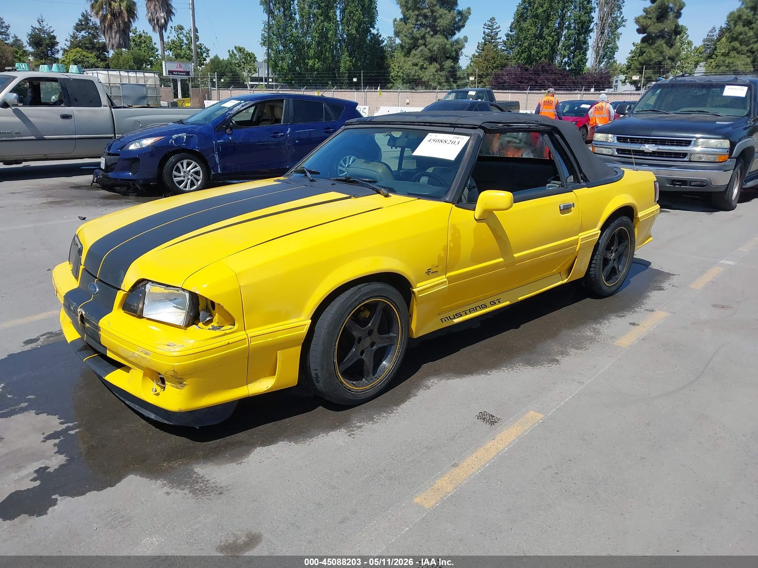 1989 Ford Mustang Gt/cobra Gt Yellow vin: 1FABP45E8KF179667