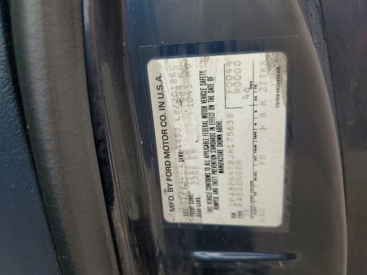 1988 Ford Thunderbird Blue vin: 1FABP64T5JH175638