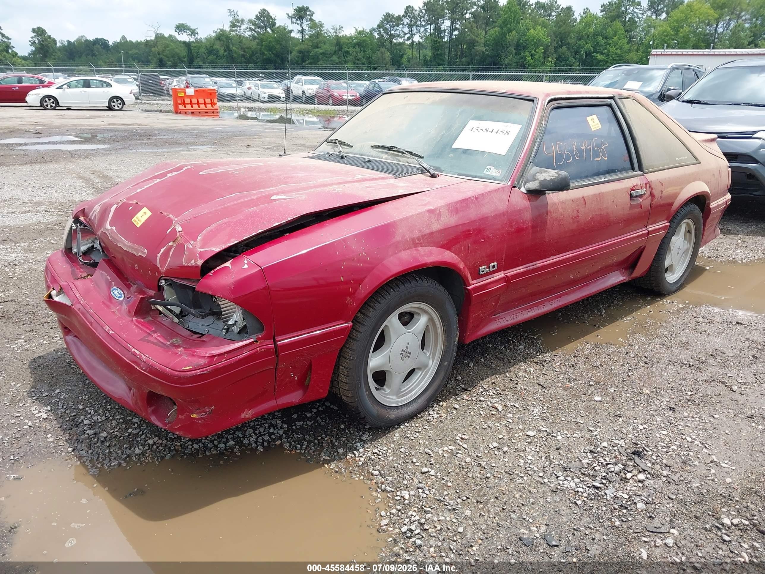 1991 Ford Mustang Gt/cobra Gt Red vin: 1FACP42E4MF129683