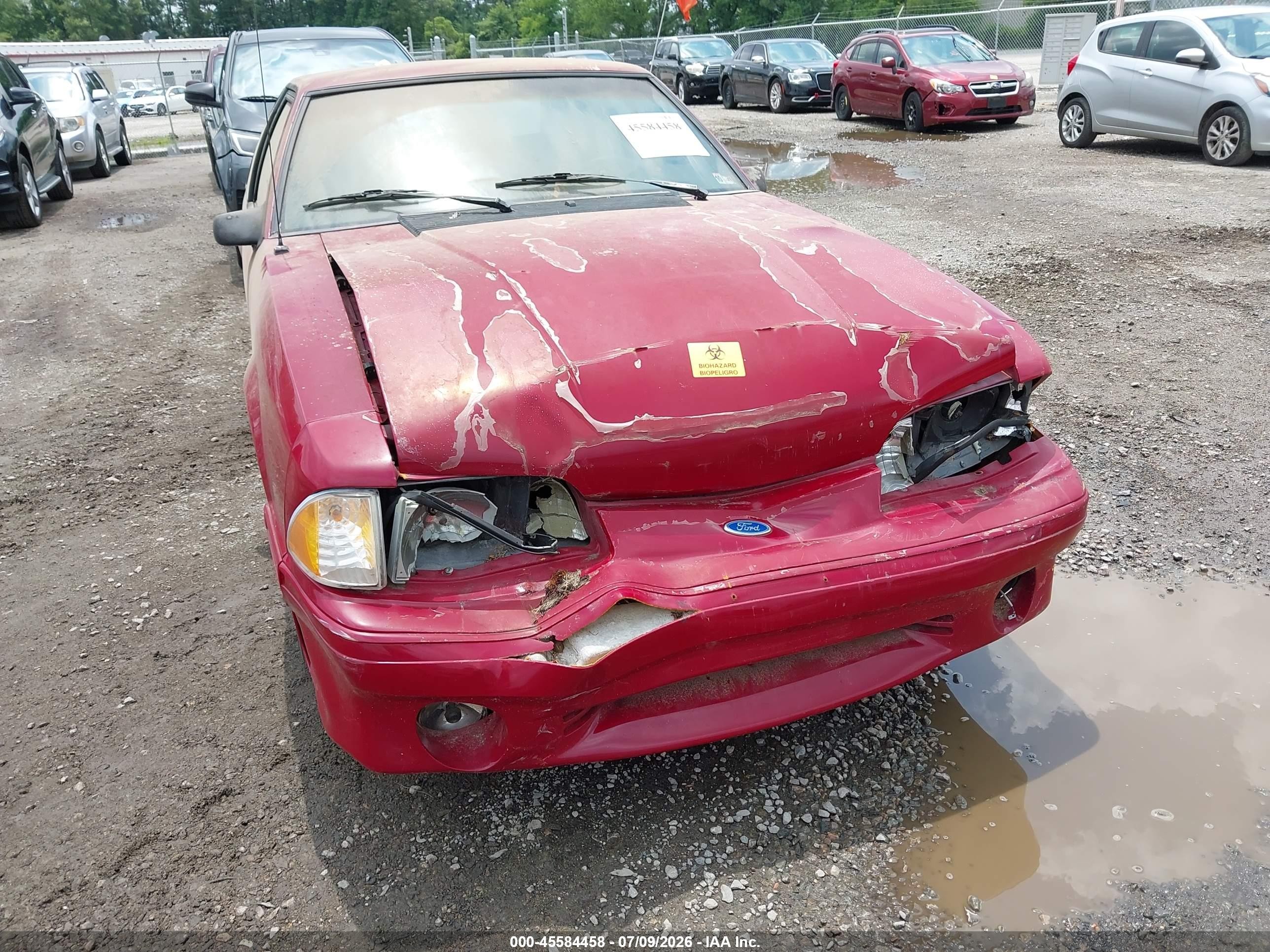 1991 Ford Mustang Gt/cobra Gt Red vin: 1FACP42E4MF129683