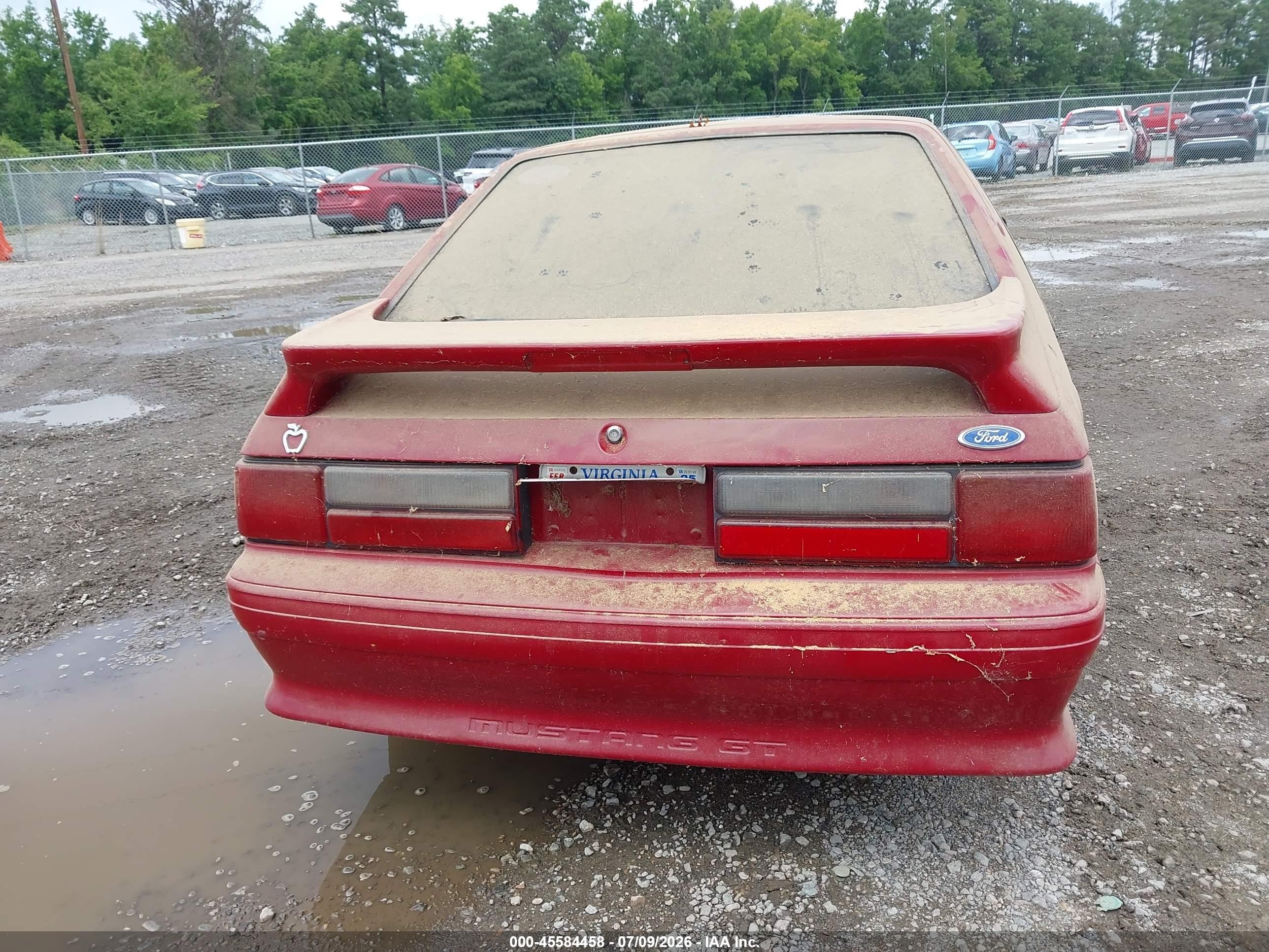 1991 Ford Mustang Gt/cobra Gt Red vin: 1FACP42E4MF129683