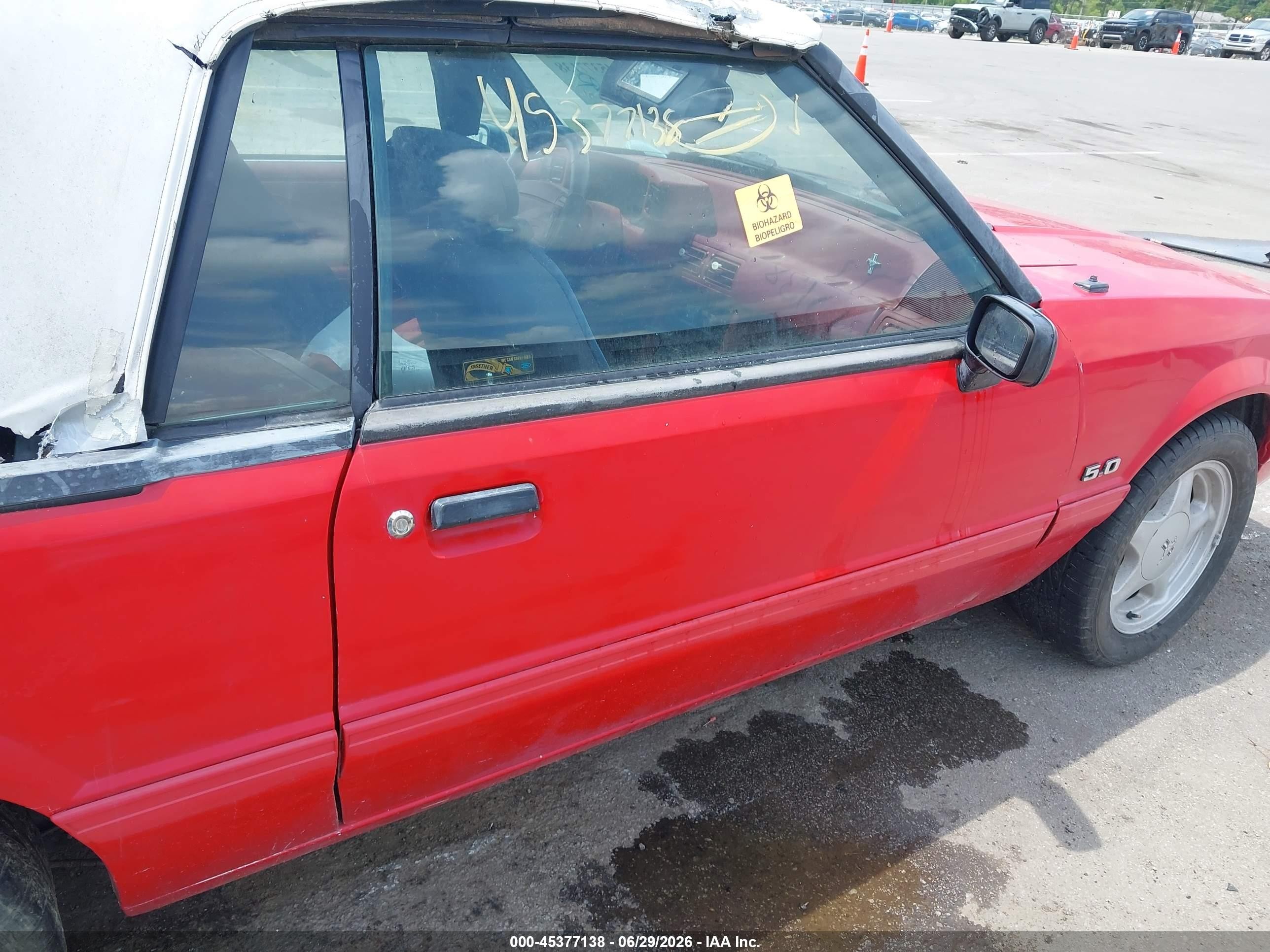1992 Ford Mustang Lx Red vin: 1FACP44E3NF113246