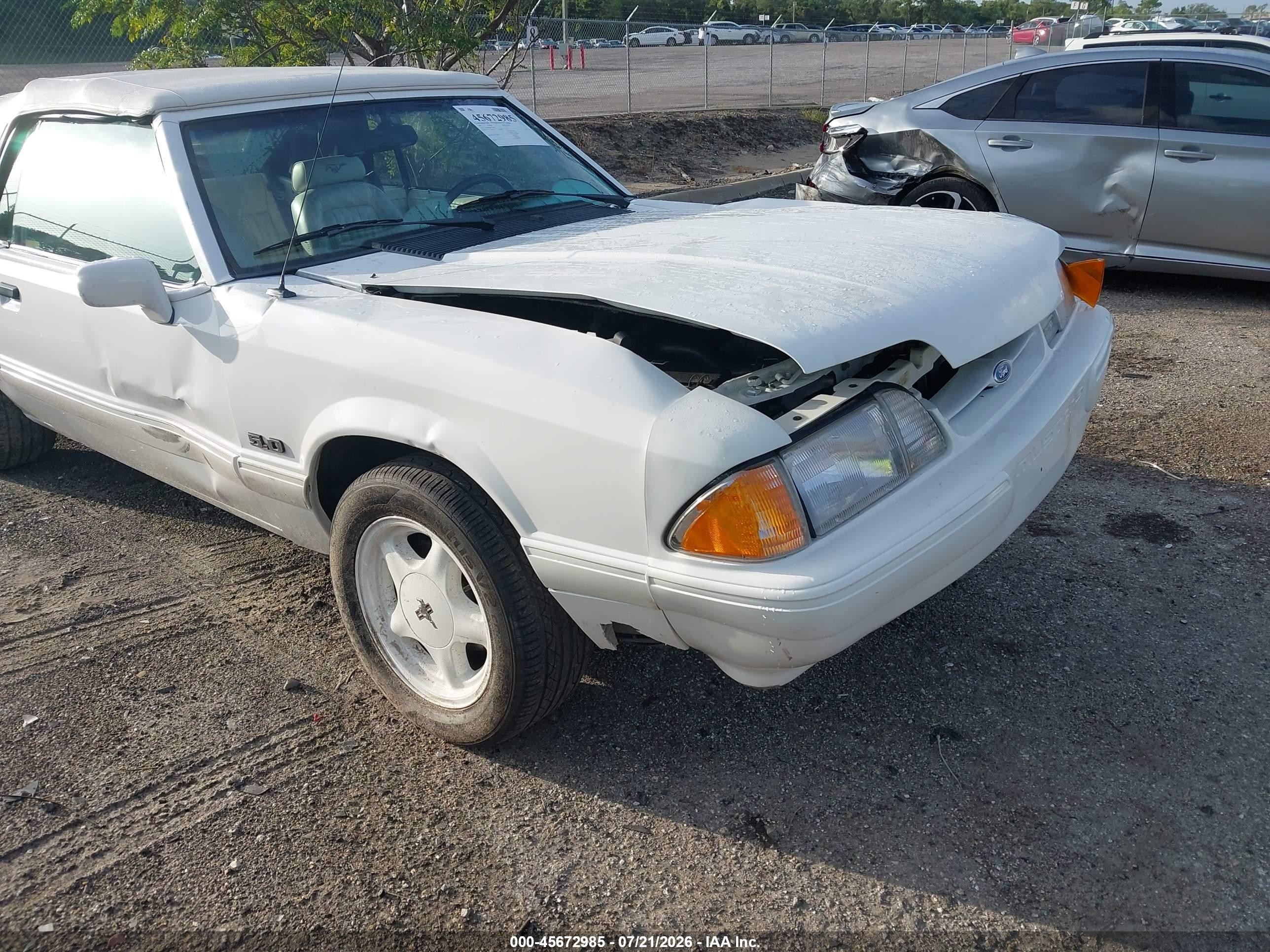 1993 Ford Mustang Lx White vin: 1FACP44E4PF198438