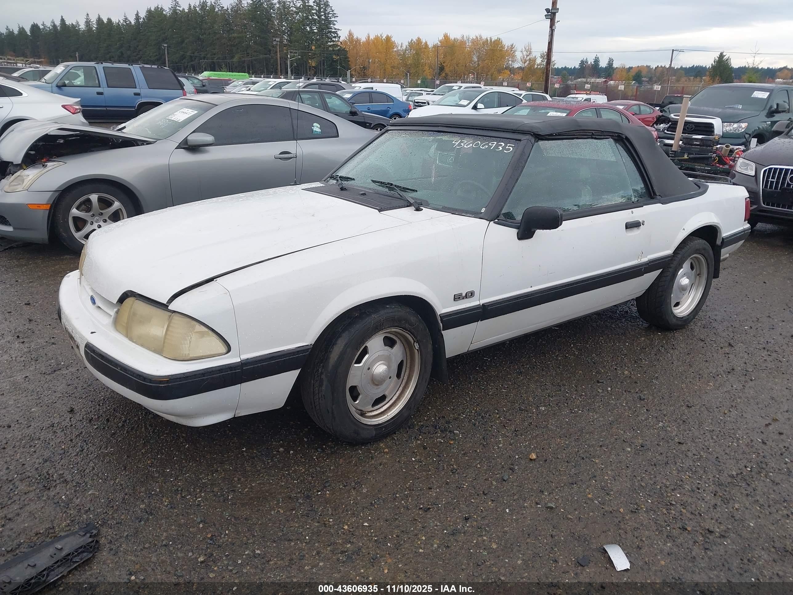 1991 Ford Mustang Lx White vin: 1FACP44E9MF130454